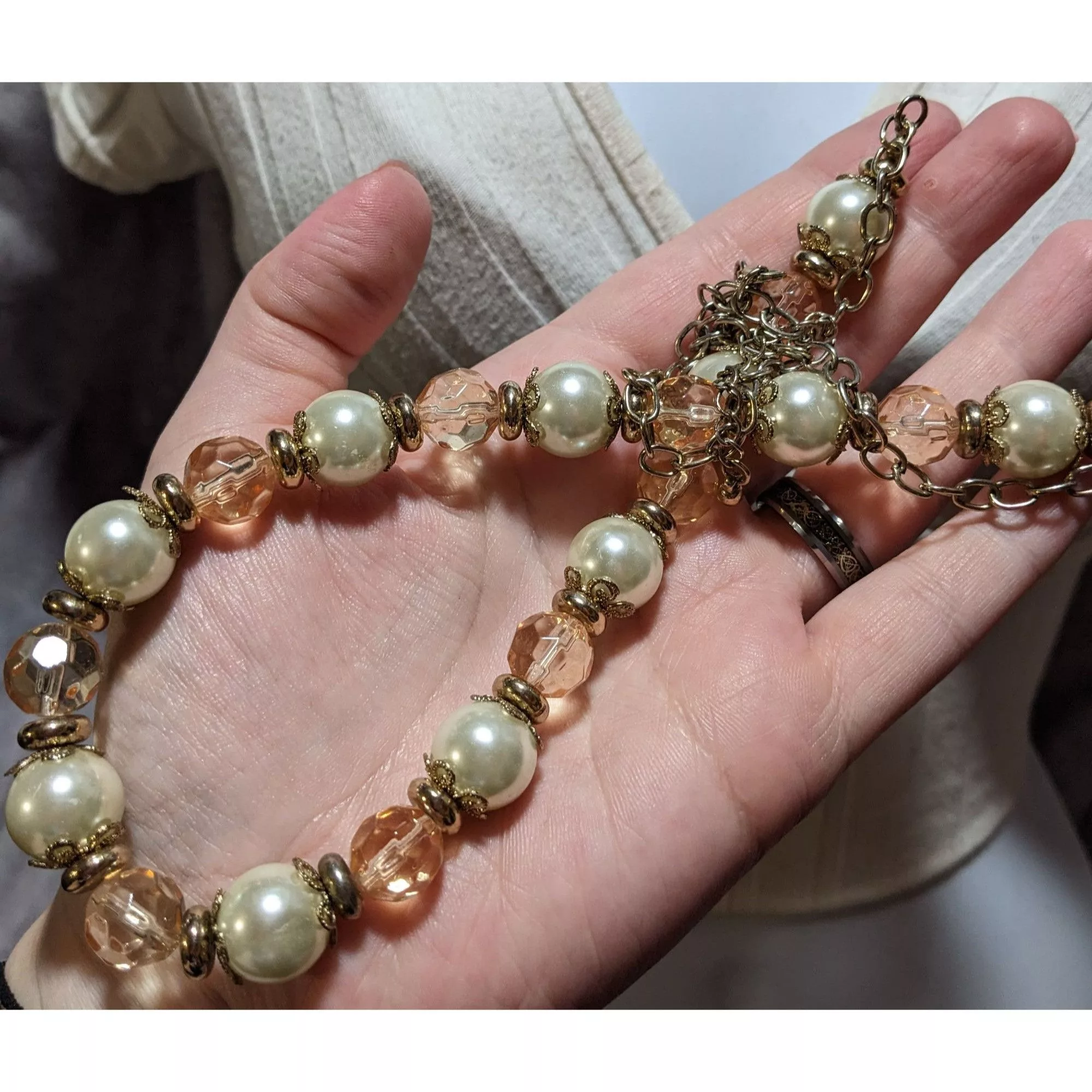 Other Necklaces Other Regency Glam Pearl Beaded Statement Necklace White