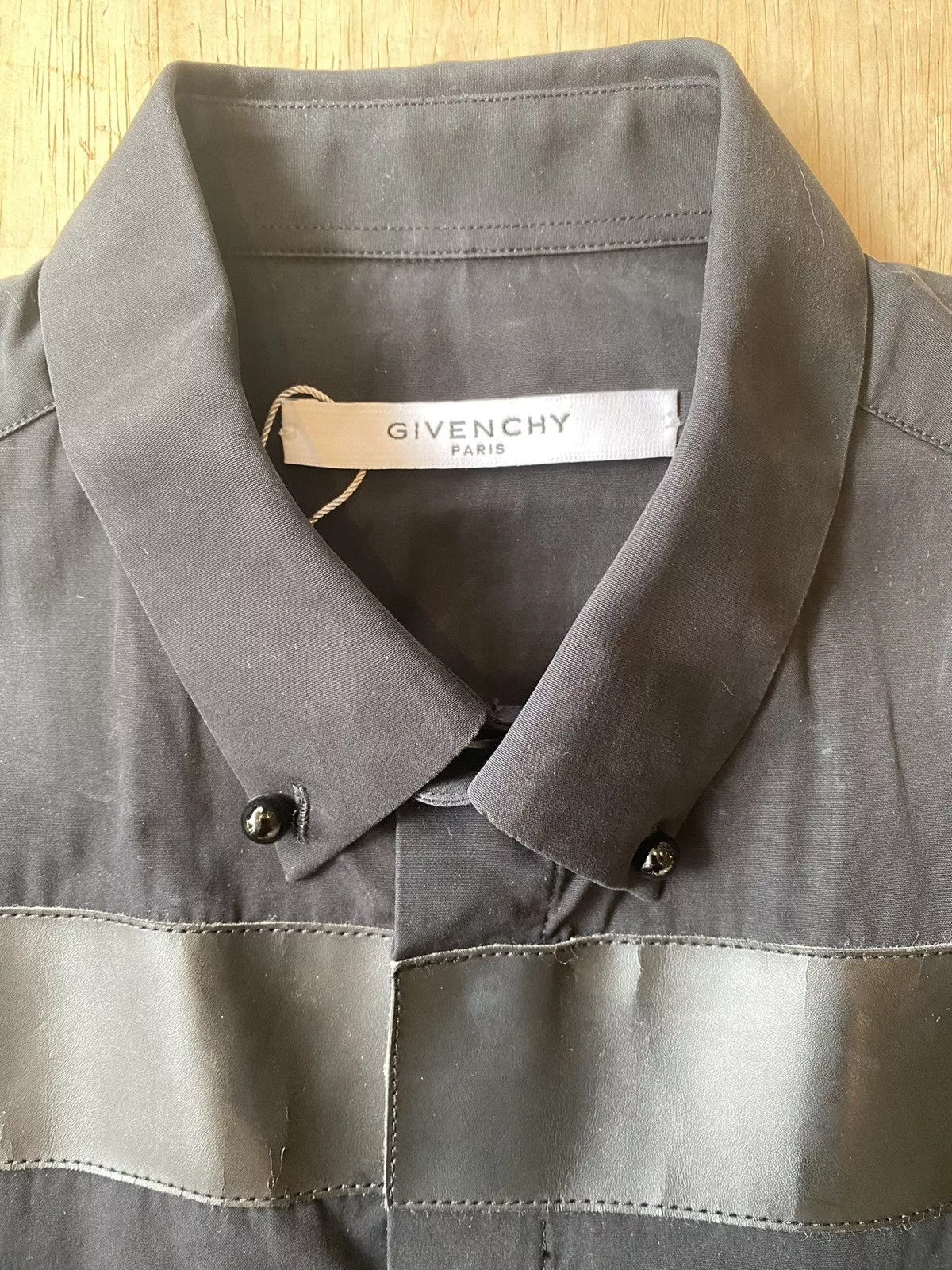 Givenchy Shirts Button Ups Givenchy SS15 Runway Leather Patch Shirt Size38/44 Black