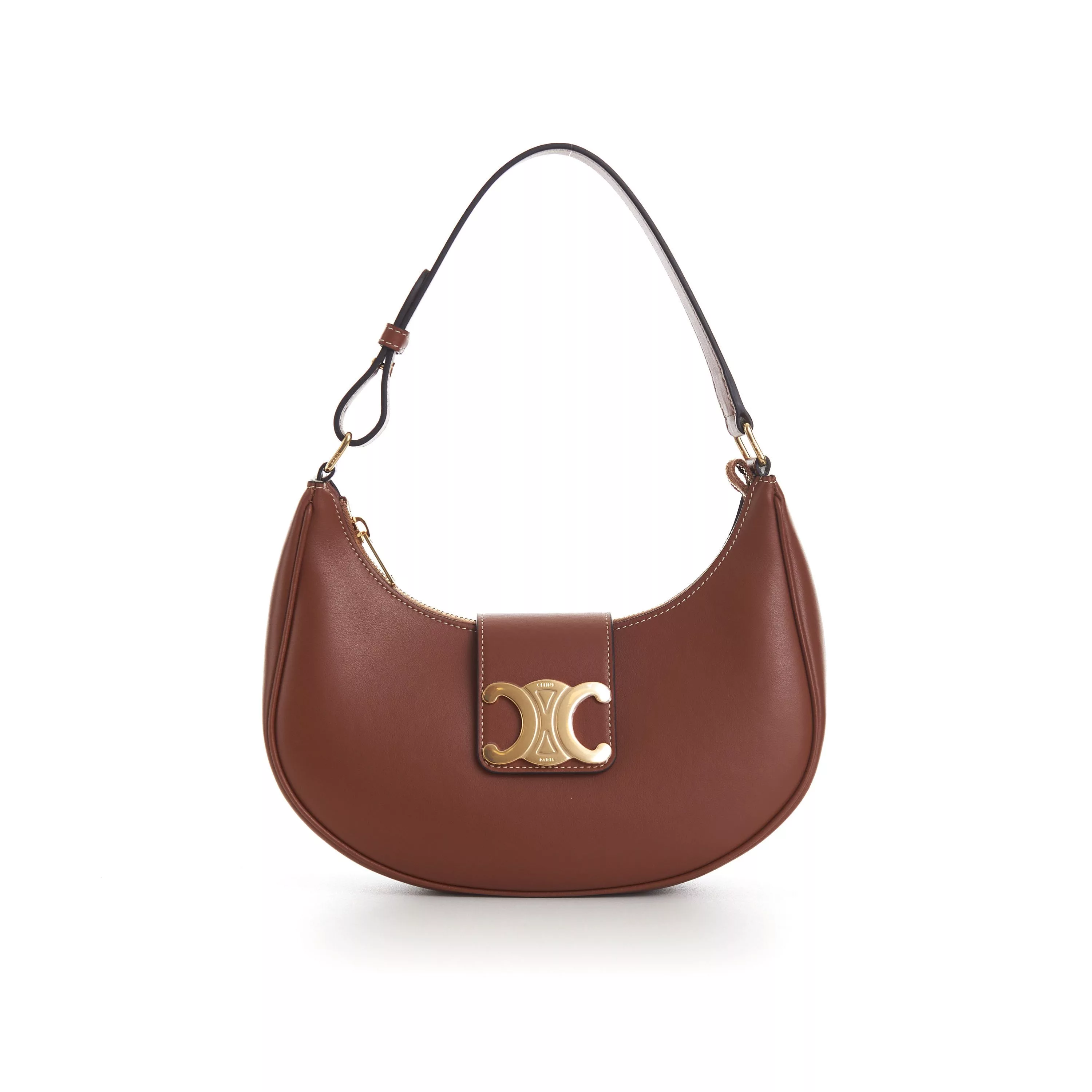 Celine Shoulder Bags Celine Medium AVA Triomphe Bag - Tan Brown Smooth Calfskin Luxury