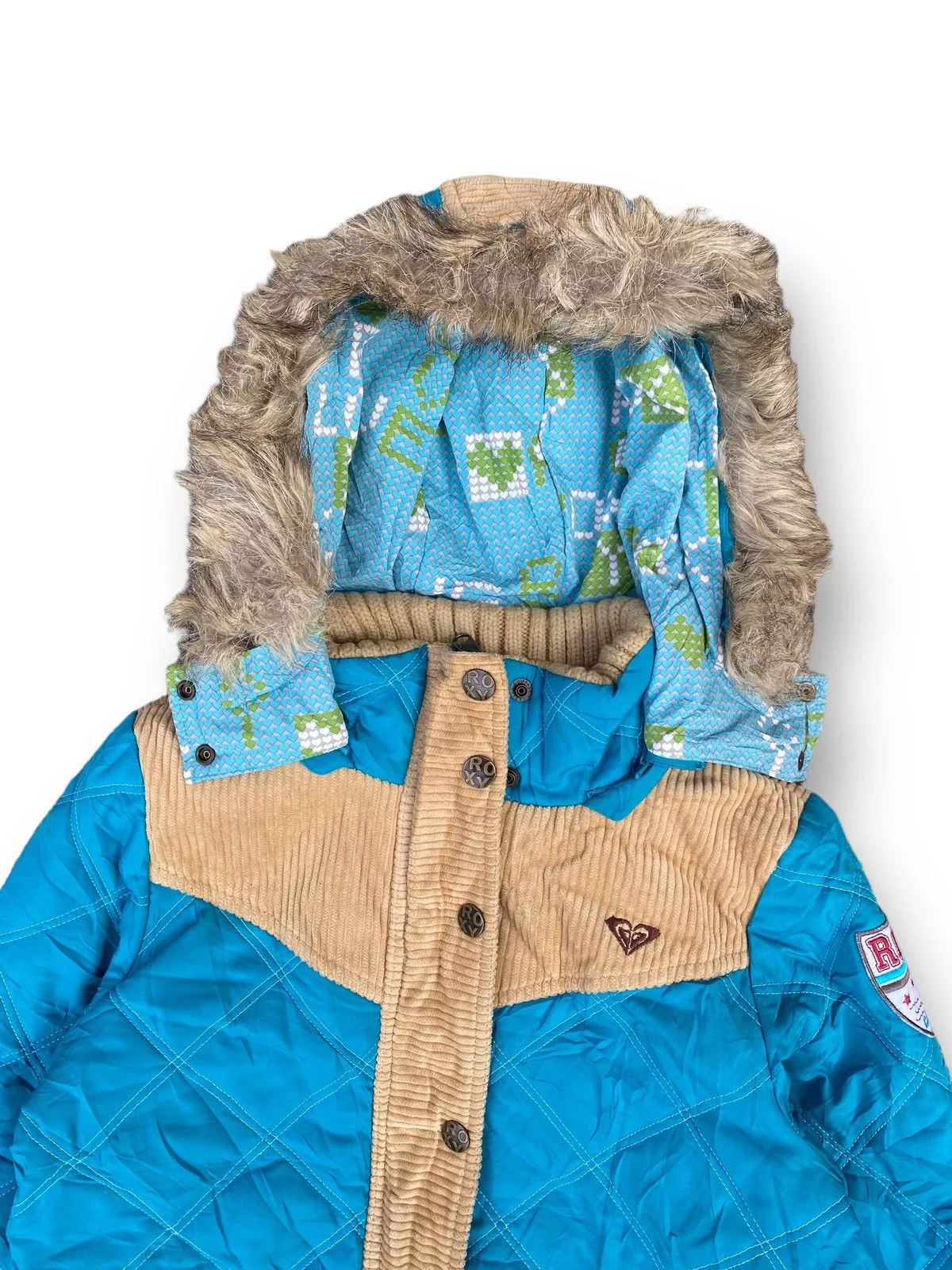 Quiksilver Light Jackets Quiksilver VINTAGE ROXY QUICKSILVER HOODIE DOWN JACKET. #C7 Blue