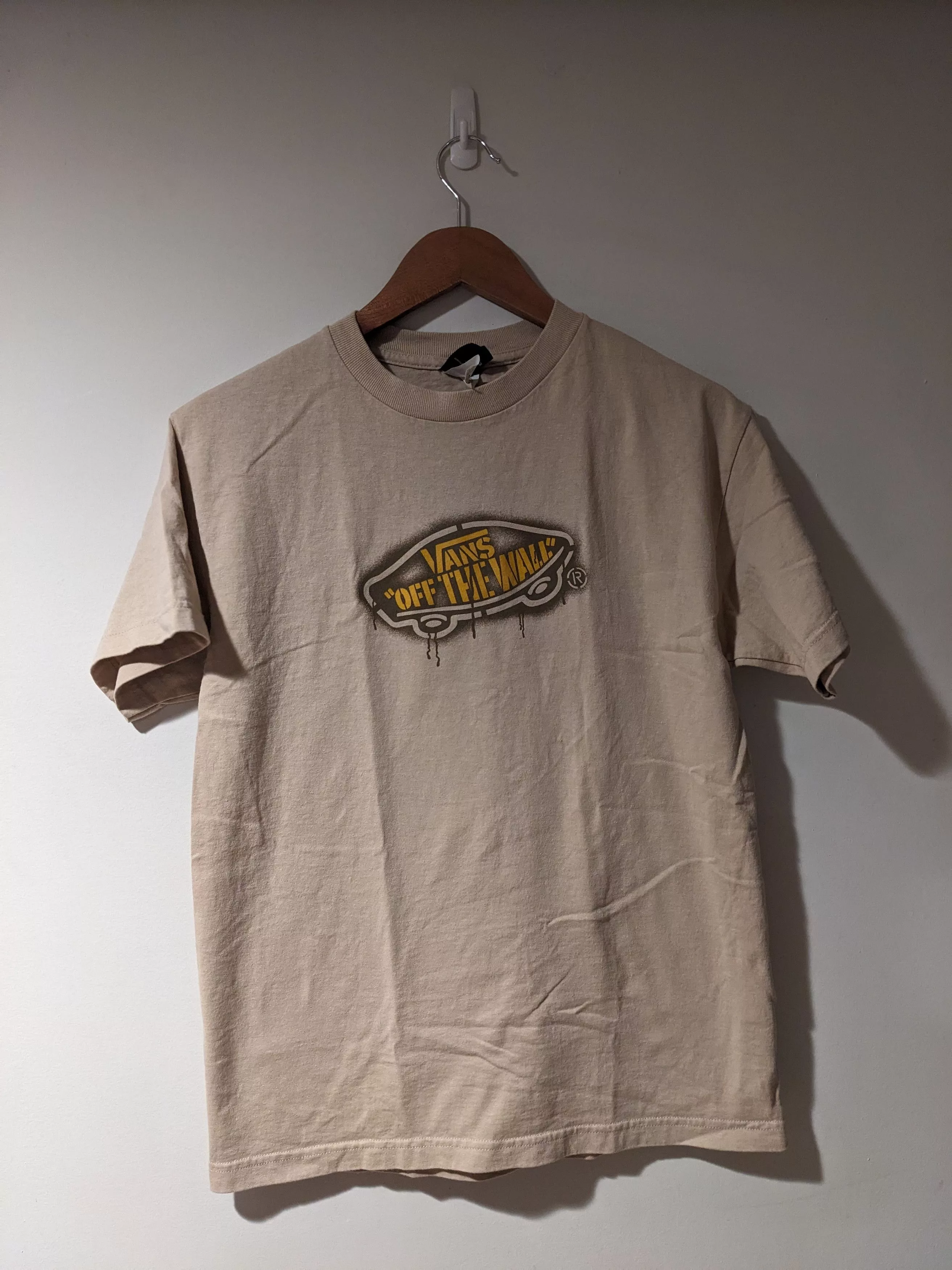 Vans Short Sleeve T Shirts Vans × Vintage Vintage Y2K Vans Off the Wall Beige Medium T-Shirt Streetwear