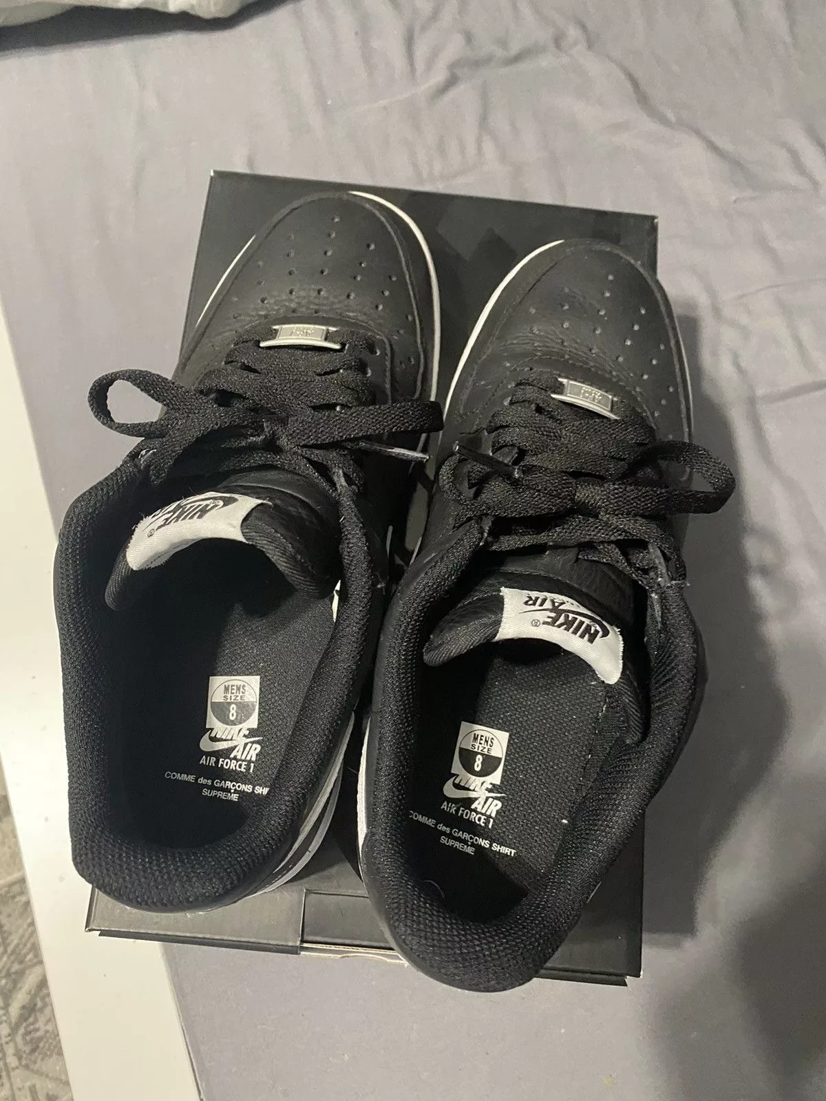 Comme des Garcons Low Top Sneakers Comme des Garcons × Nike × Supreme Split Air Force 1 Low Black 2018 cdg x supreme
