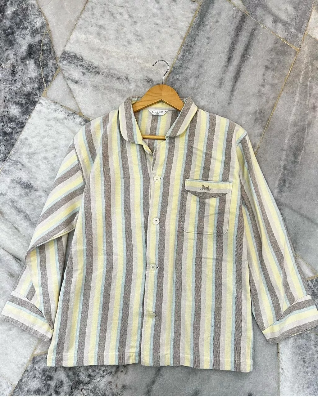 Celine Shirts Button Ups Celine Button Up Pyjamas Shirt Yellow