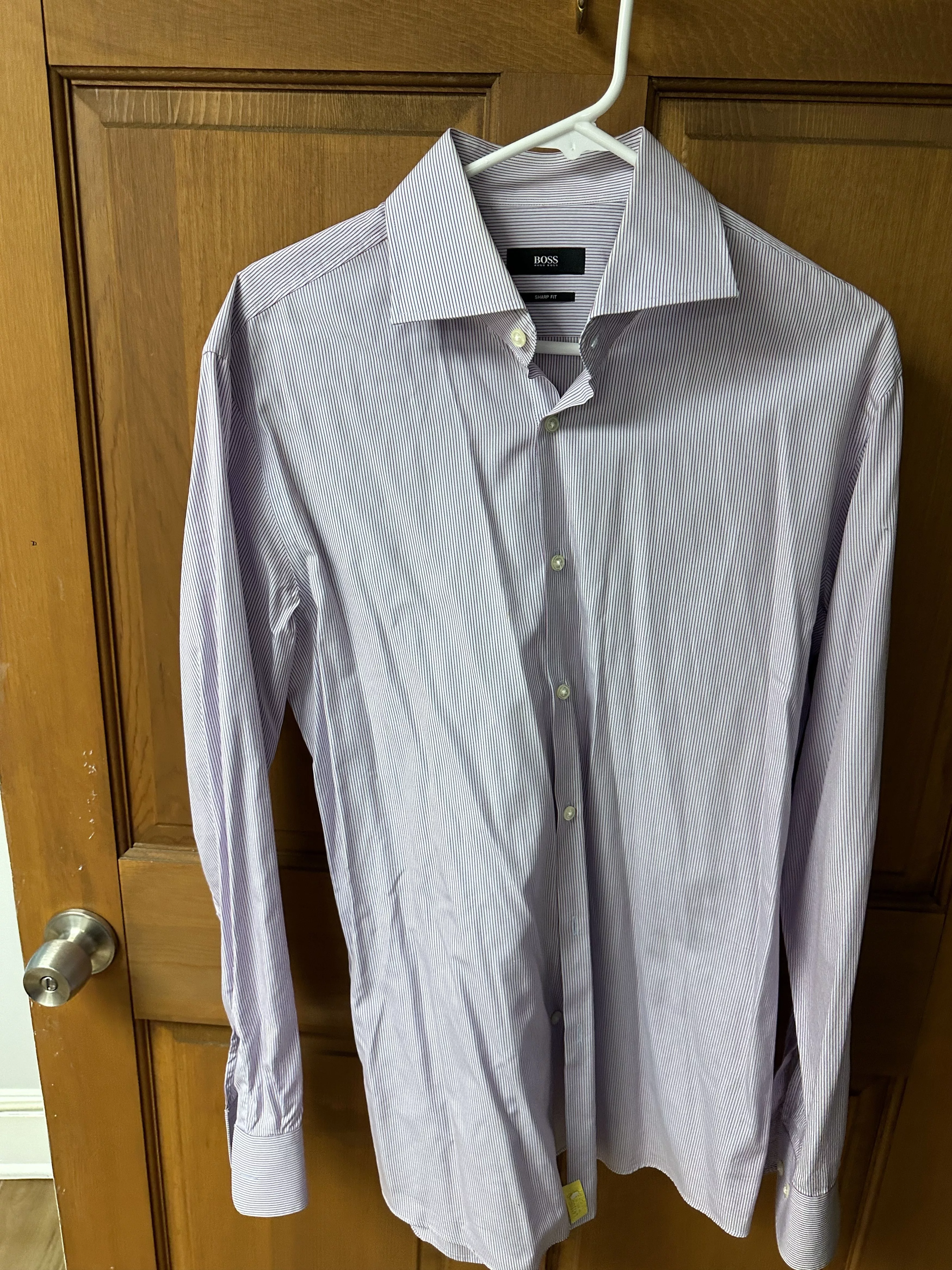 Hugo Boss Shirts Button Ups Hugo Boss Men's Light Blue and White Dress Shirt Size 16.5 Multi