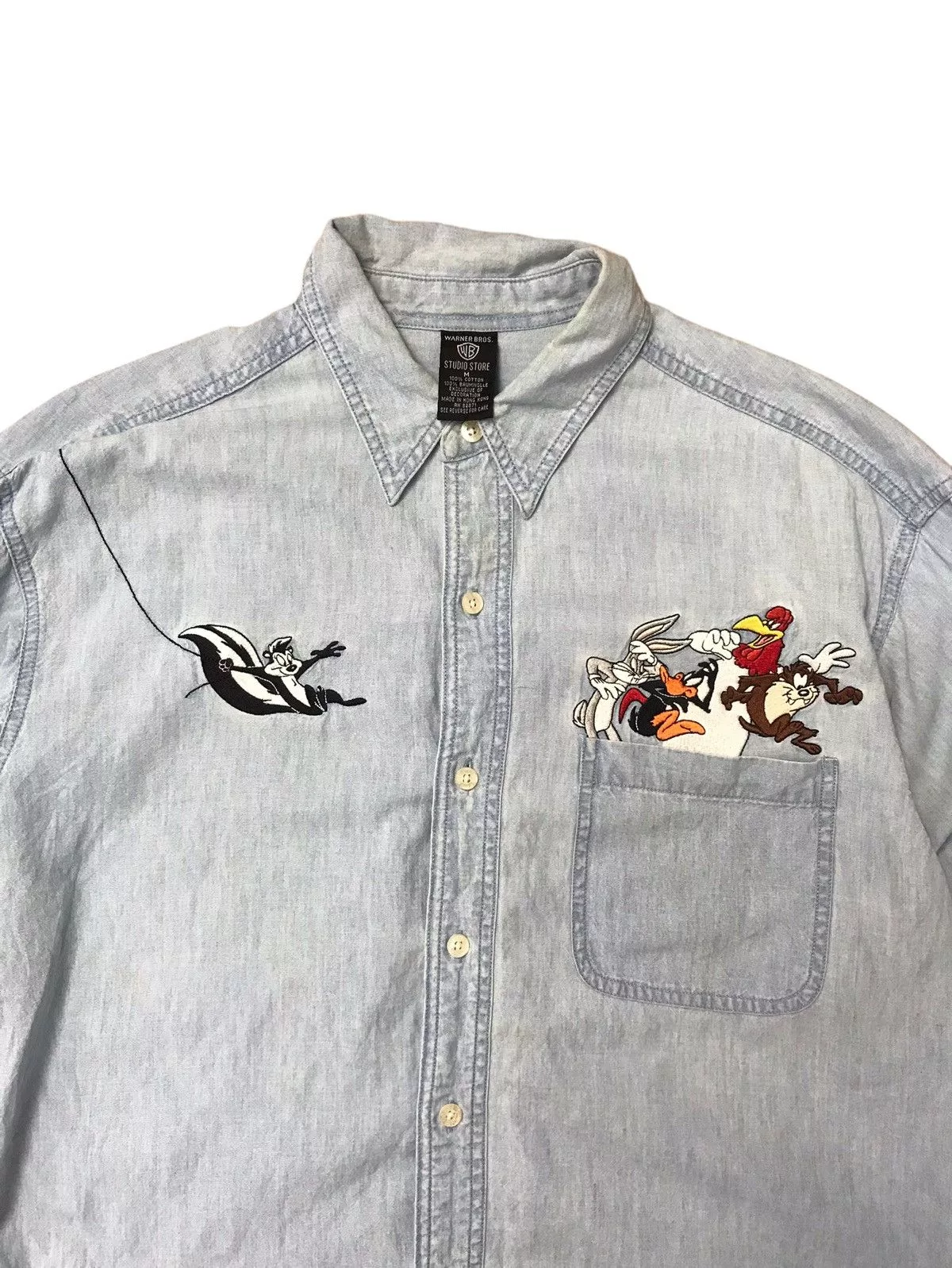 Cartoon Network Shirts Button Ups Cartoon Network × Disney × Vintage Warner Bros Studio Store Button Polo Tshirt Blue