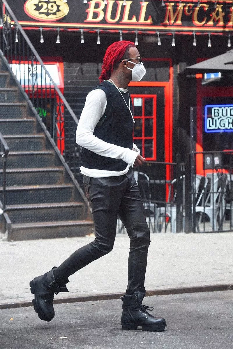 Designer Shorts Designer × Rick Owens Playboi carti thrown away rick Owen leather jeans Black