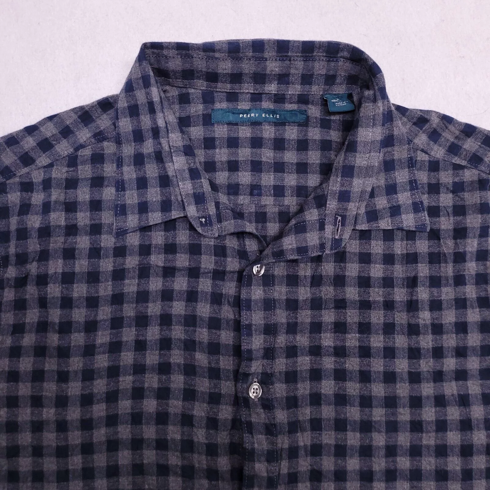 Perry Ellis Shirts Button Ups Perry Ellis Buffalo Check Flannel Shirt Mens Size L Blue