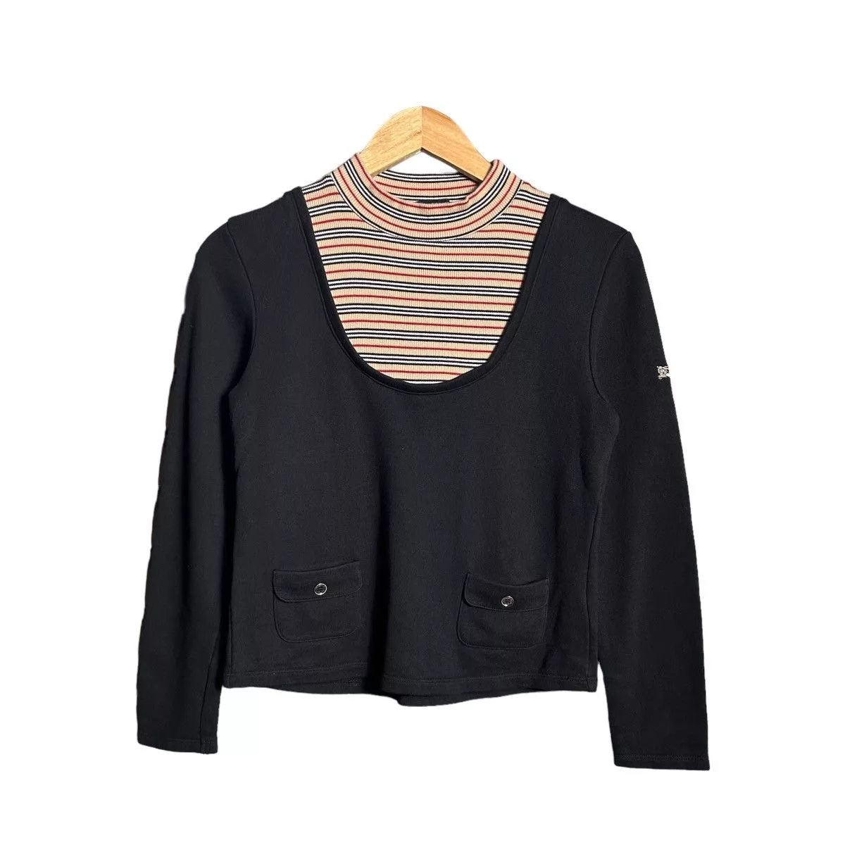 Burberry Sweatshirts Burberry Nova Check Pullover Sweatshirt Black