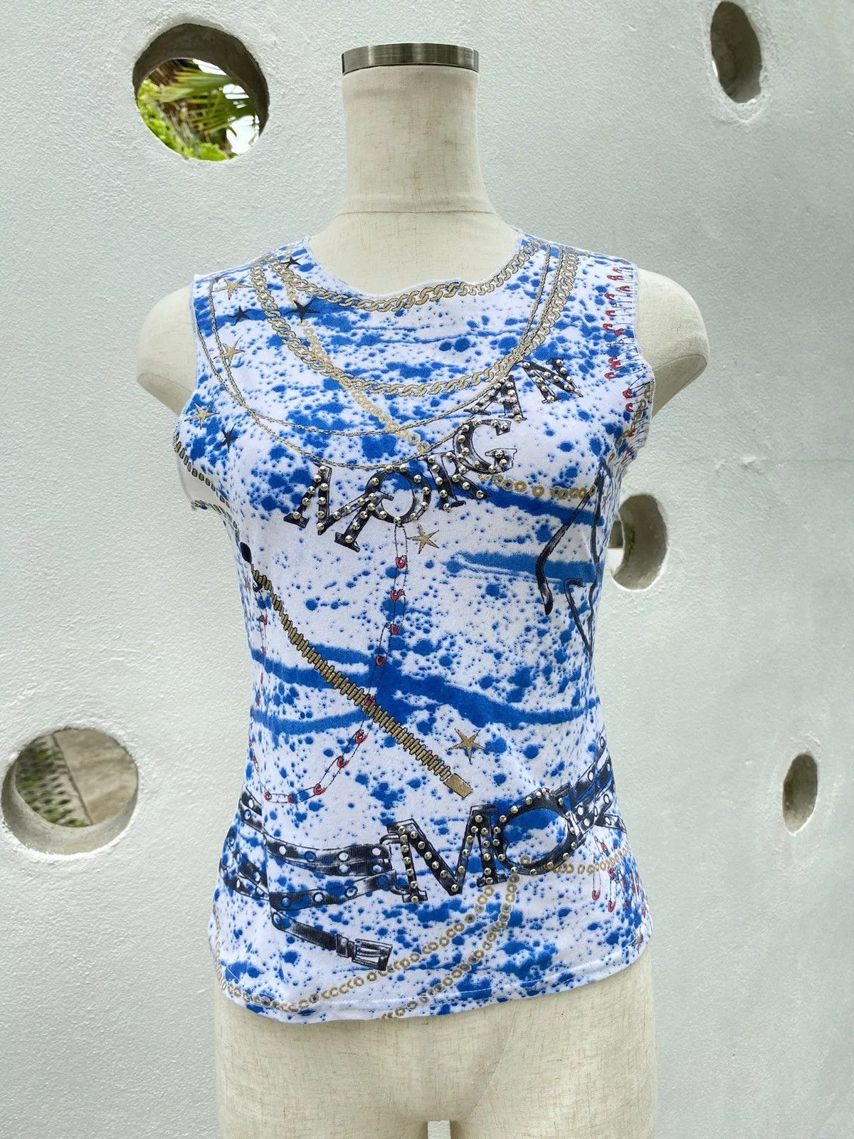 Morgano Blouses Morgano Morgan Y2K printed top Blue