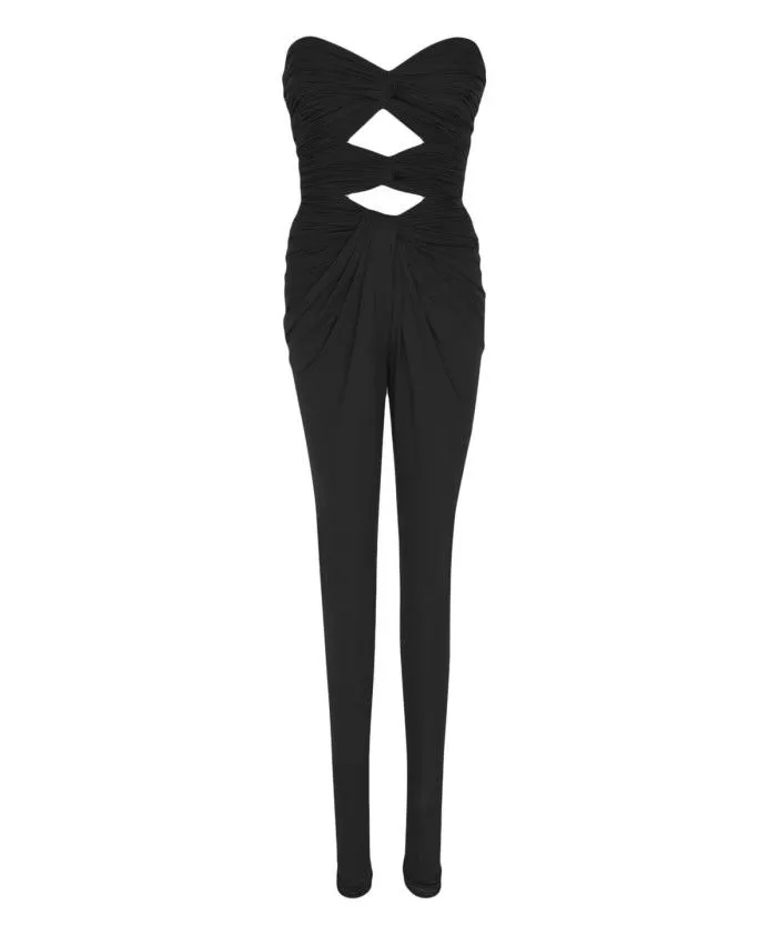 Saint Laurent Paris Bodysuits Saint Laurent Paris o1b1hav110724 Strapless Catsuit in Crepe Jersey in Black