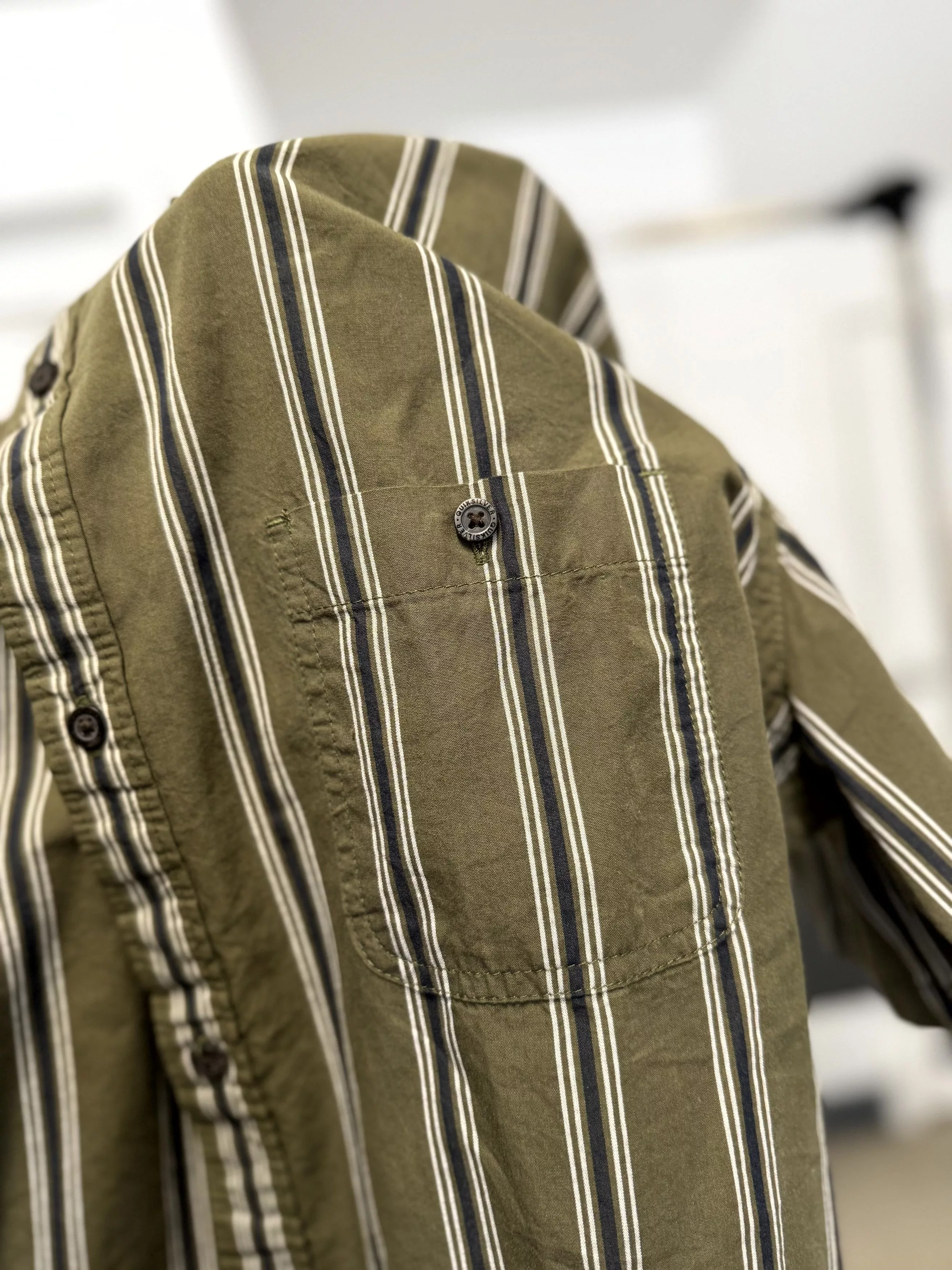Quicksilver Shirts Button Ups Quicksilver × Quiksilver Quiksilver Green Button Up - Vertical Stripes