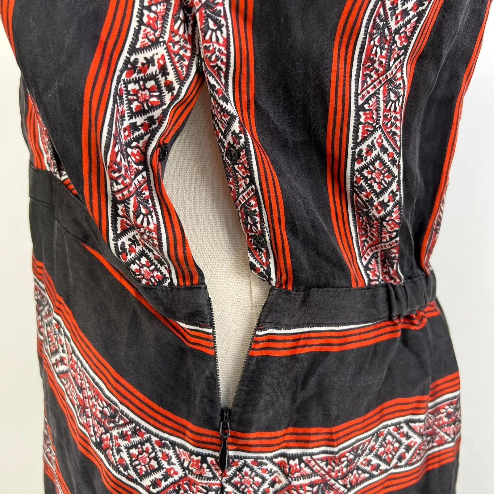 Veronica Beard Mini Dresses Veronica Beard Ivy Flounce Silk Mini Dress Printed Striped Black