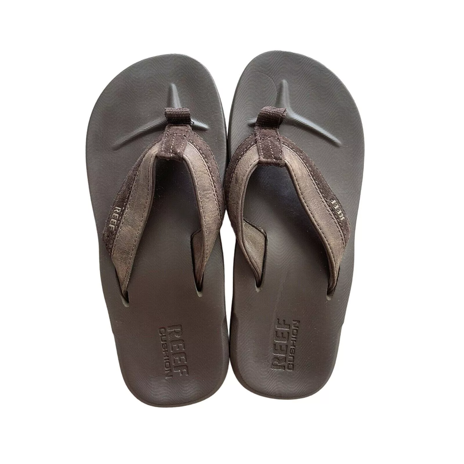 REEF Sandals Reef Mens Flip Flops Size 6 Cushion Leather Upper Brown