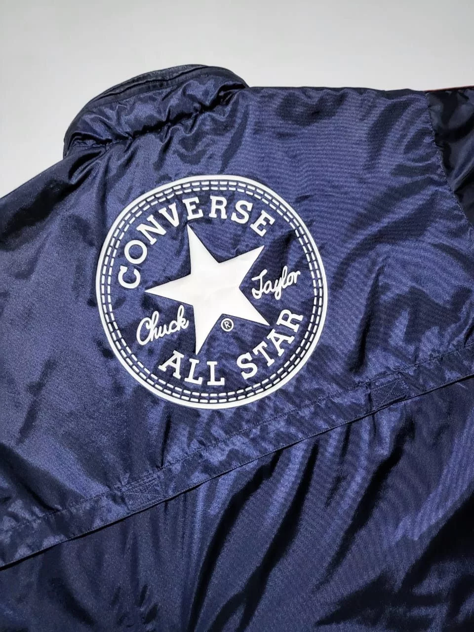 Converse Light Jackets Converse × Vintage Converse navy metallic biglogo Windbreaker Jacket Blue