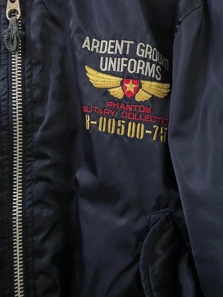 Vintage Bombers Vintage SPIRITUAL BASIC PHANTOM MILITARY COLLECTION FLIGHT JACKET Black
