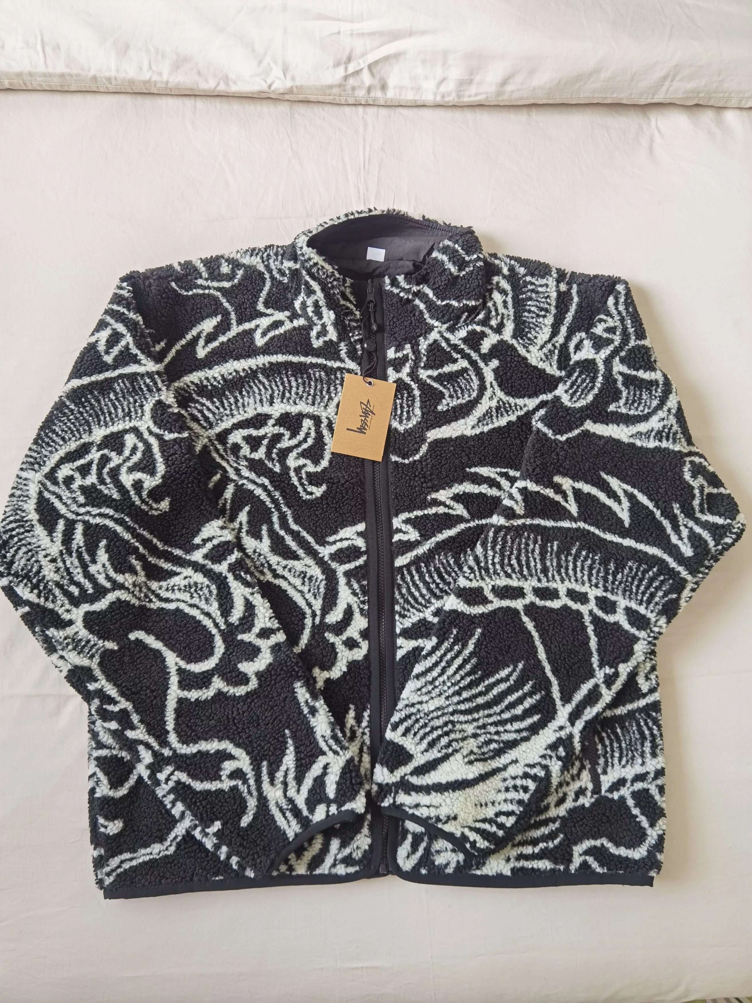Stussy Heavy Coats Stussy Dragon Sherpa Jacket Black