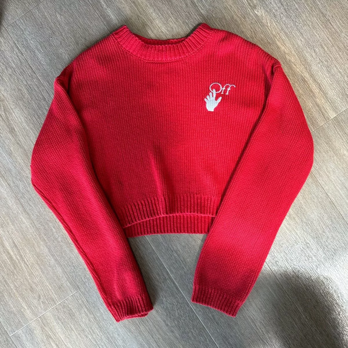 Off-White Sweaters Off-White × Virgil Abloh Off-White x Virgil Abloh Hands Off Knit Sweater Red