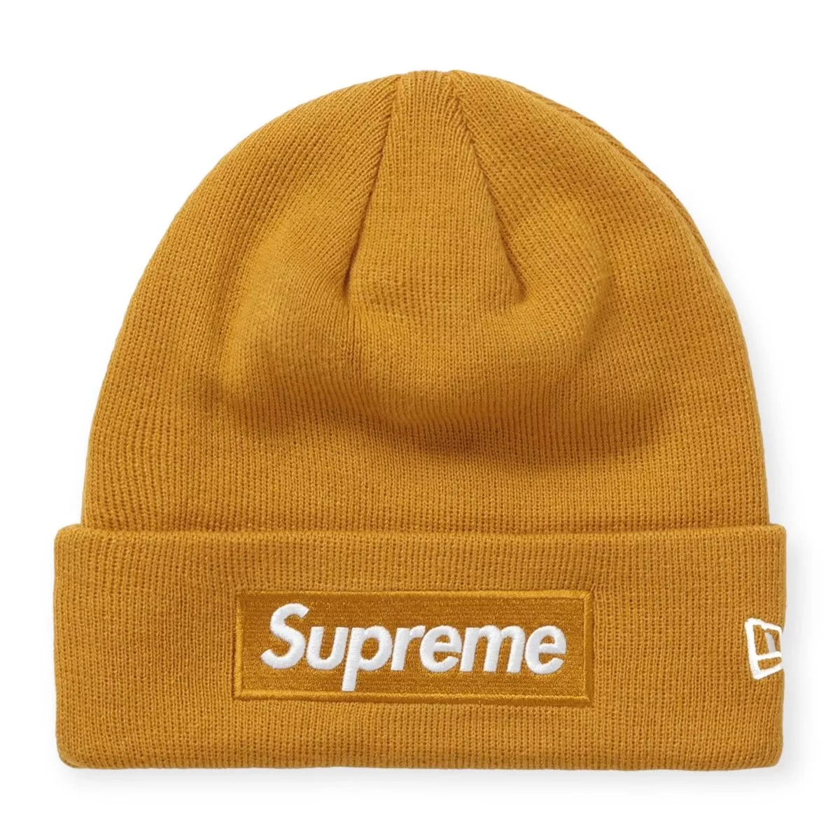 Supreme Hats Supreme New Era Box Logo Beanie Yellow