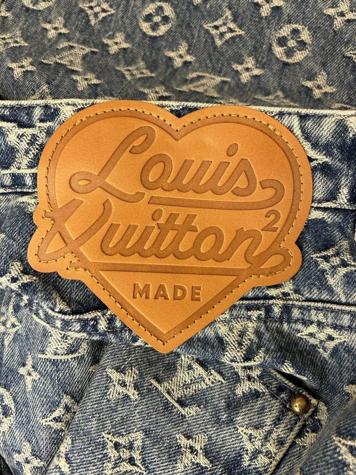 Louis Vuitton Denim Louis Vuitton × Nigo LOUIS VUITTON X NIGO MONOGRAM PATCHWORK DENIM JEANS Blue