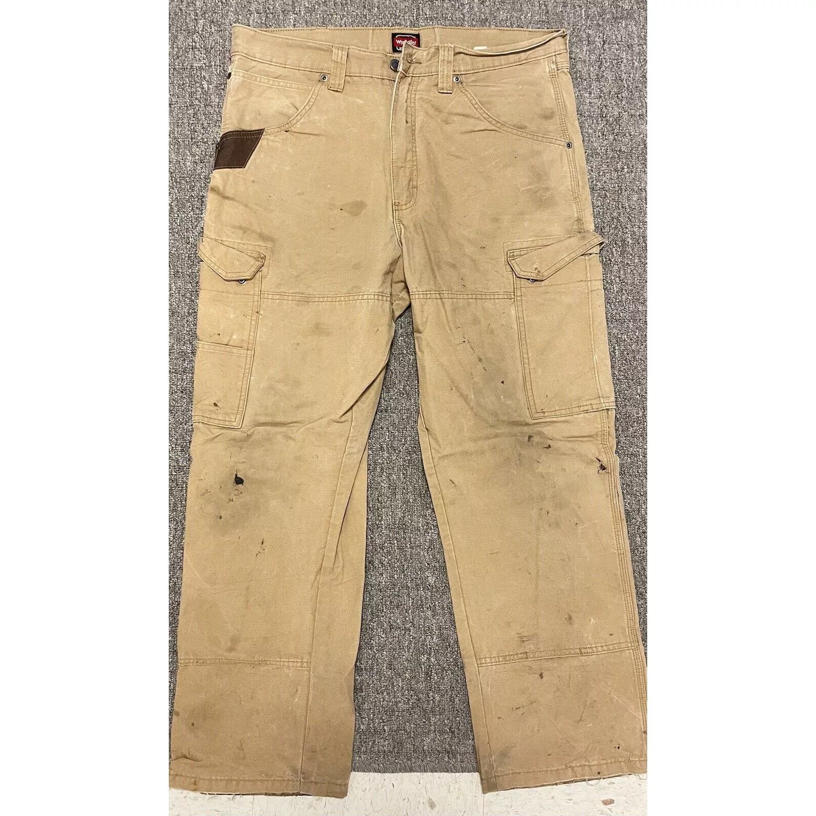 Carhartt Casual Pants Carhartt × Vintage × Wrangler Distressed Wrangler Double Knee Carpenter 36x30 Pants Beige