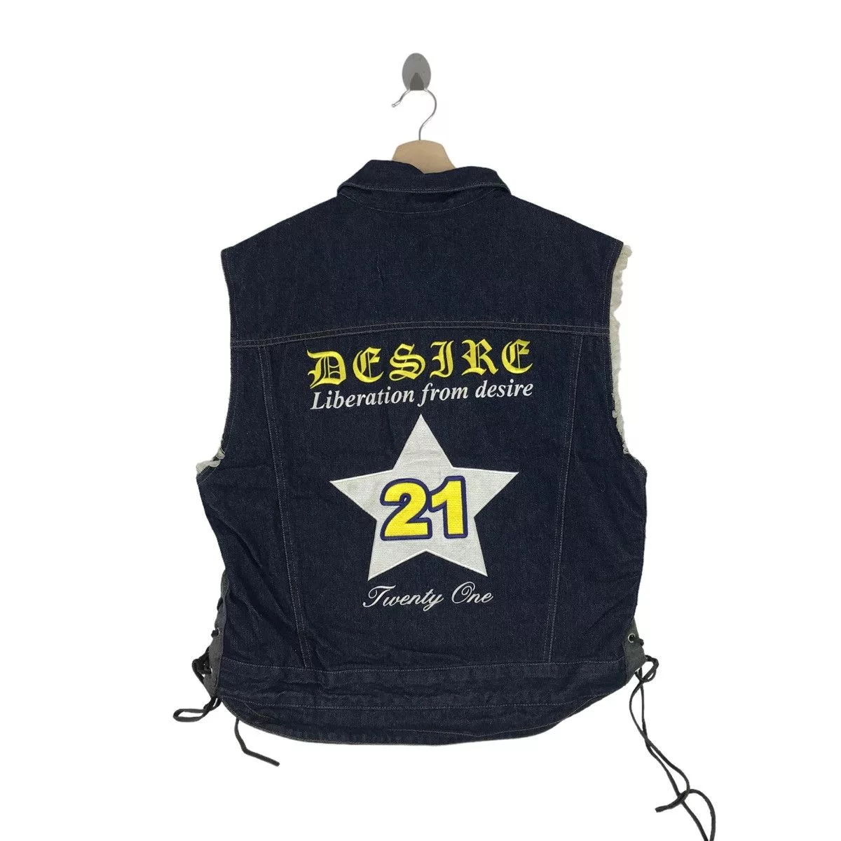 Vintage Vests Vintage KADOYA Denim Vest Sleeveless Racing Spirit And Blue