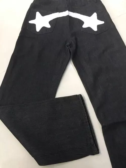 Jean Denim Black Star Print Jeans Avant-Garde