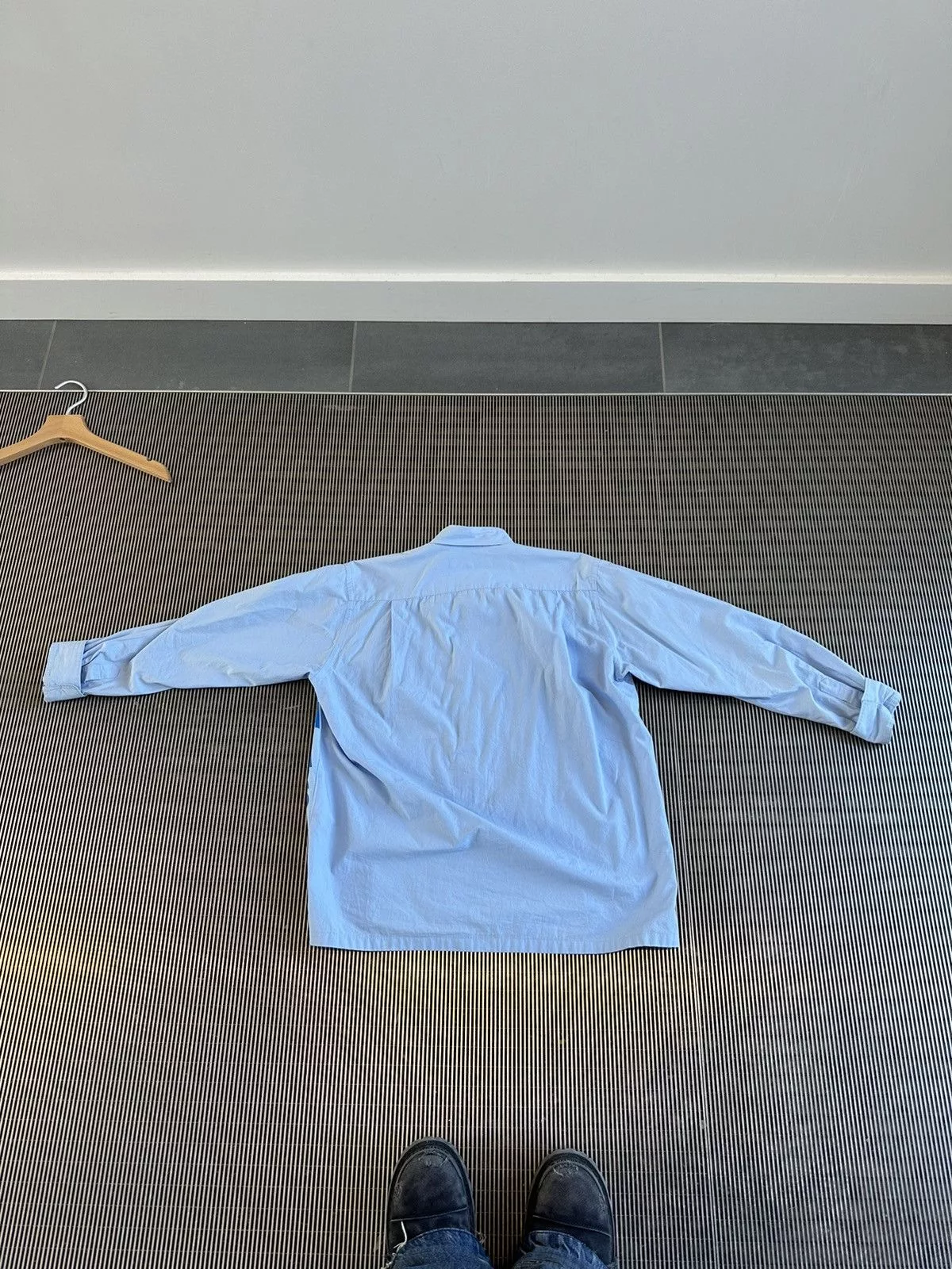 Comme des Garcons Shirts Button Ups Comme des Garcons JUNYA WATANABE SS02 POEM BUTTON UP SHIRT BLUE
