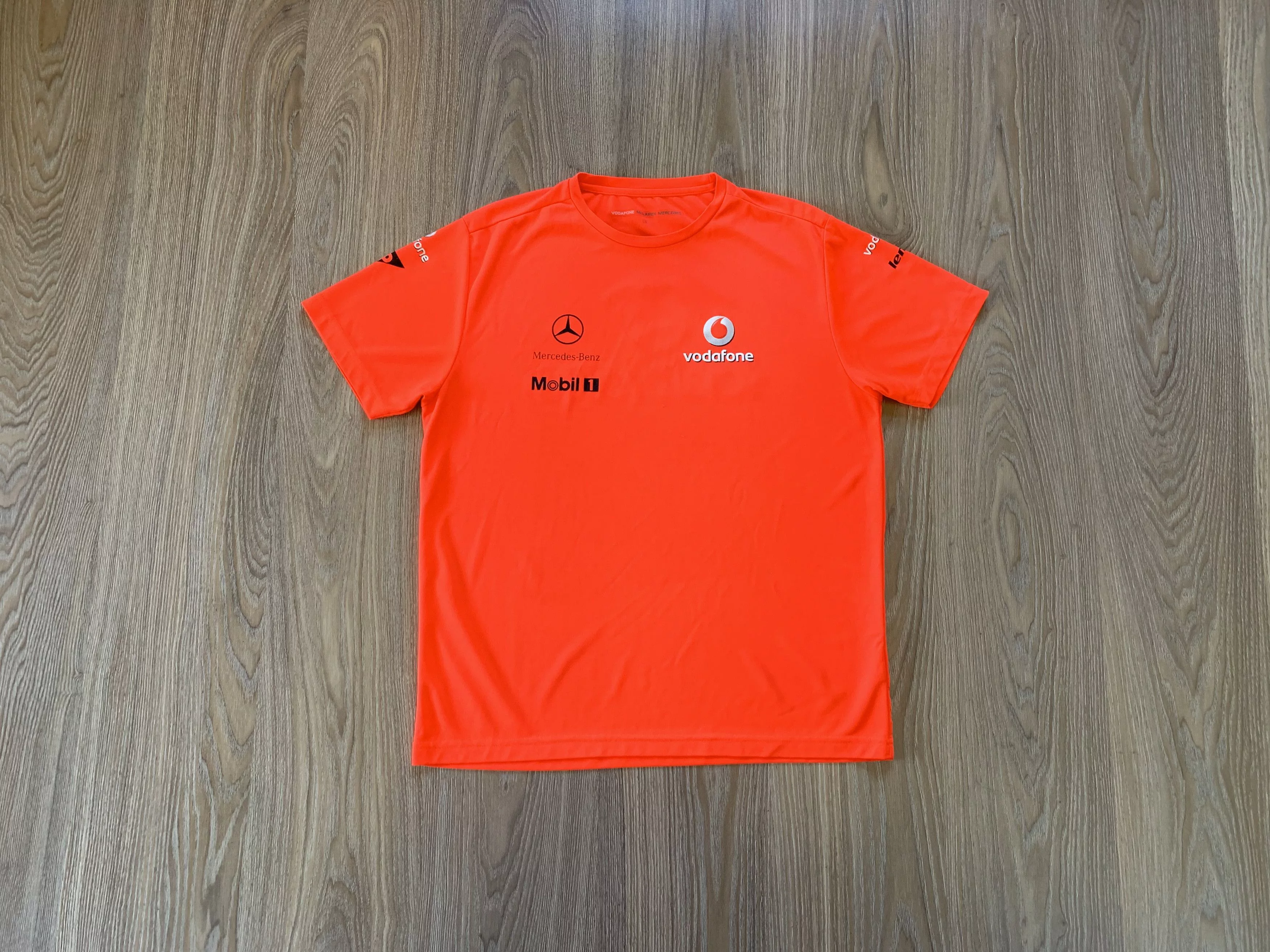 Formula 1 Short Sleeve T Shirts Formula 1 × Vintage Vodafone McLaren Mercedes Vintage Racing T Shirt Orange