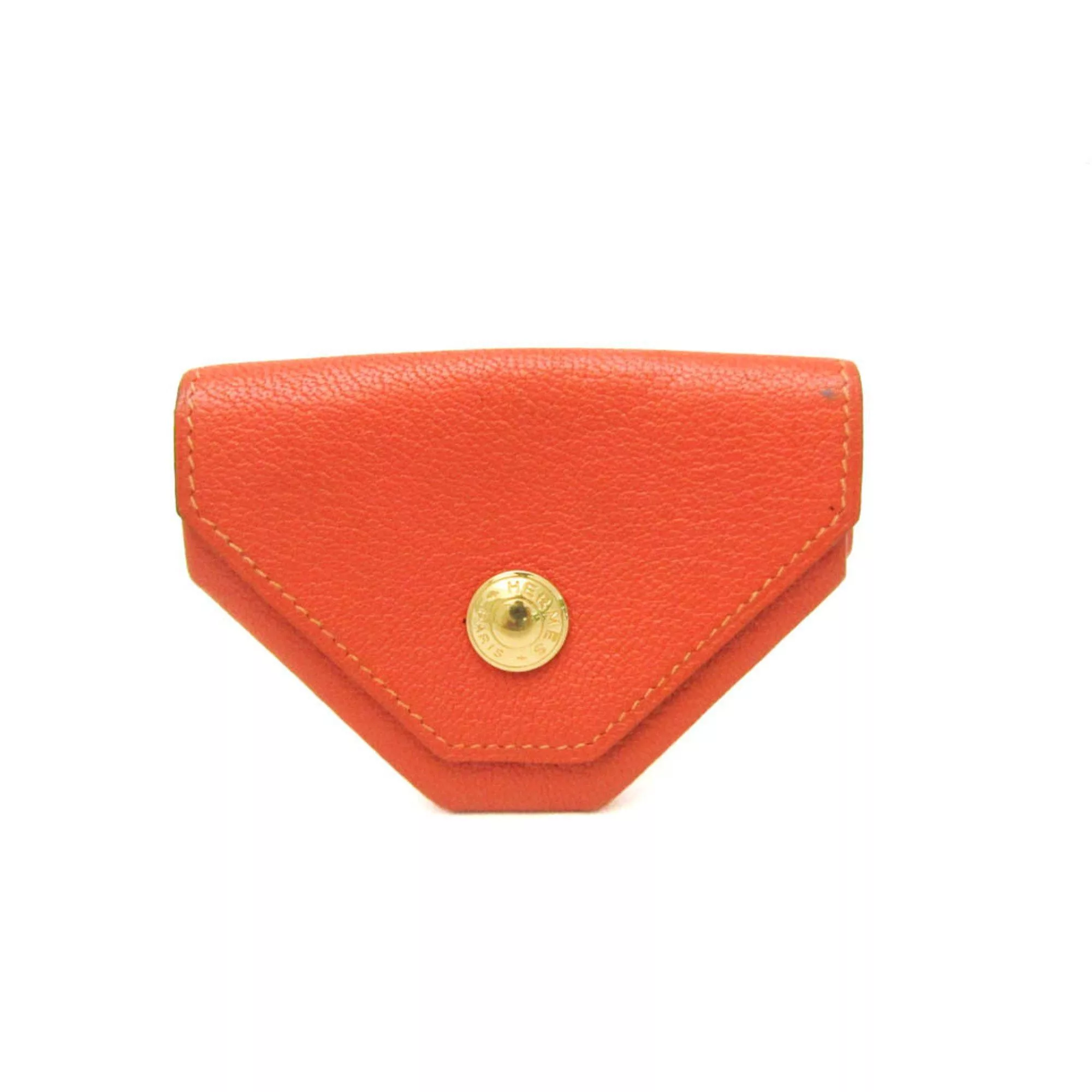 Hermes Wallets Hermes LE 24 Women,Men Chevre Leather Coin Purse/coin Case Orange