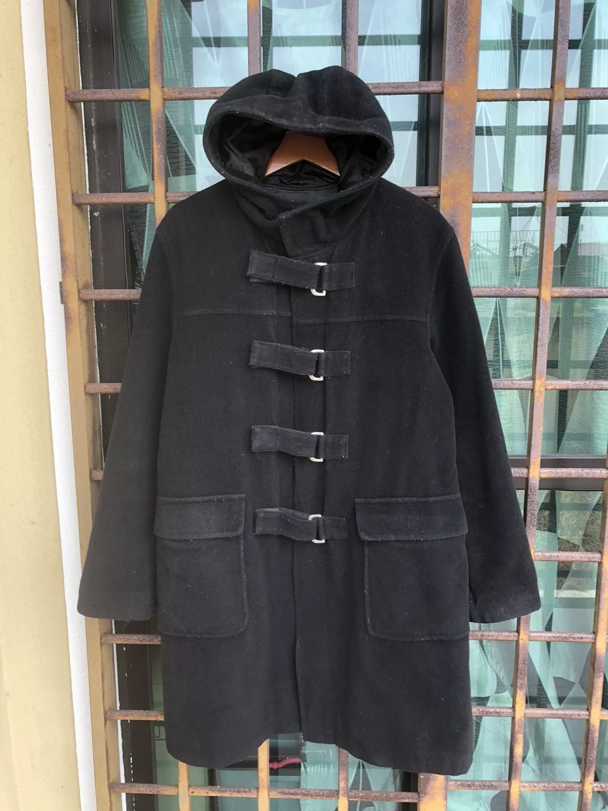 PPFM Heavy Coats PPFM Wool Long Coat Hodie Tape Type Black