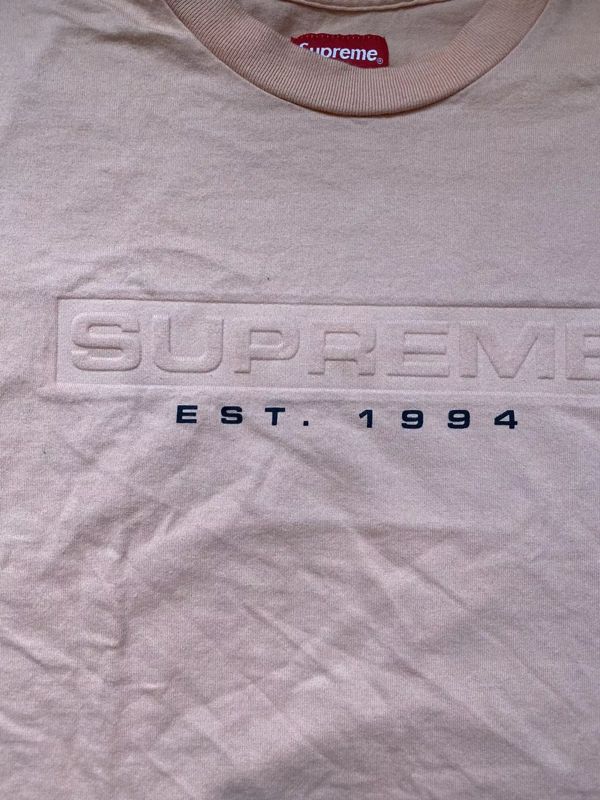 Supreme Short Sleeve T Shirts Supreme Debossed Tee Pink