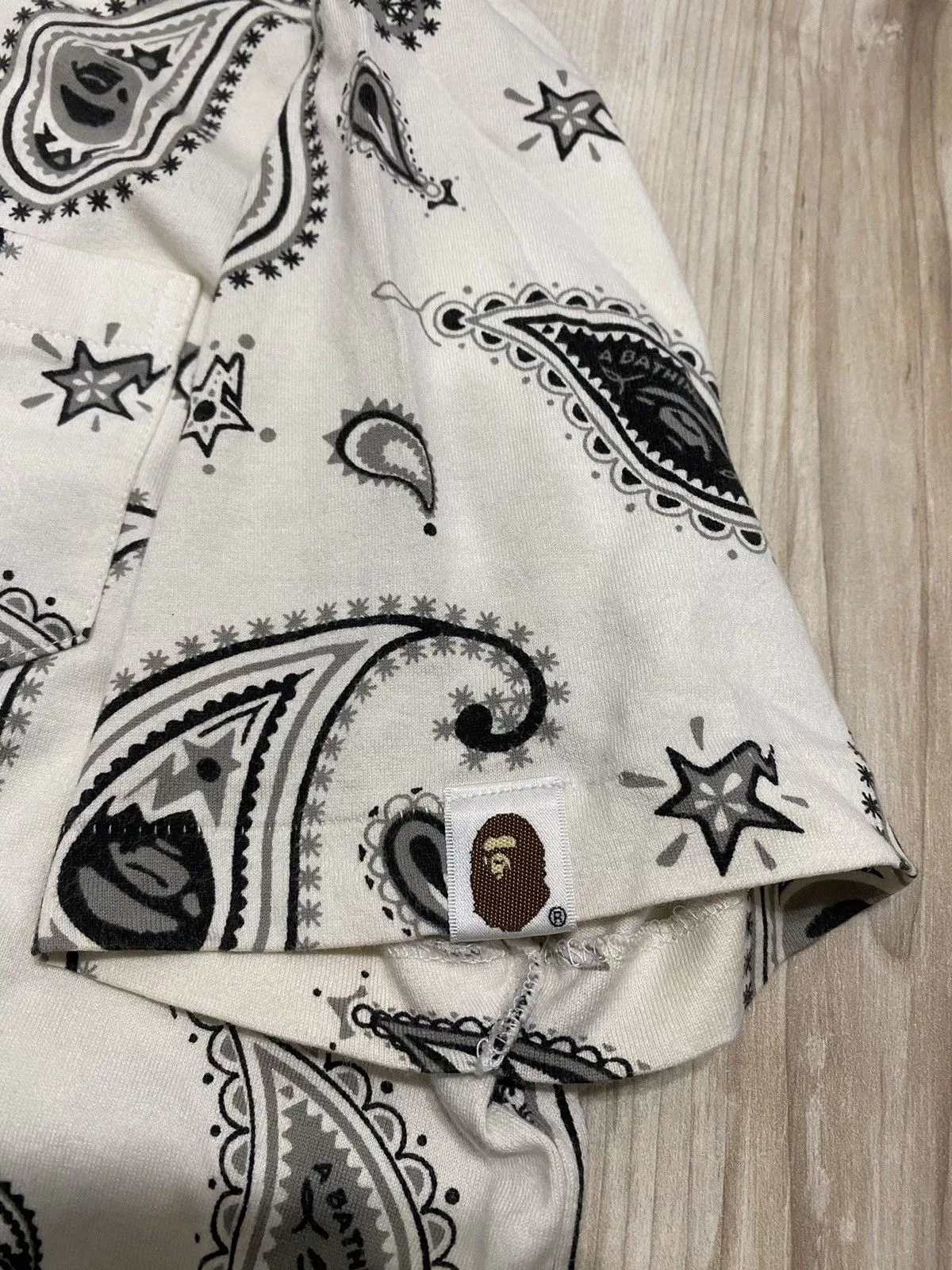 Bape Shirts Button Ups Bape Paisley Button Up S/S Shirt White