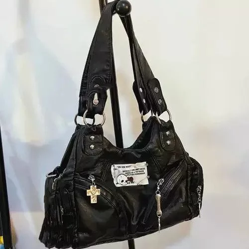 Vintage Handle Bags Vintage Rock Style Cross Handbag Red