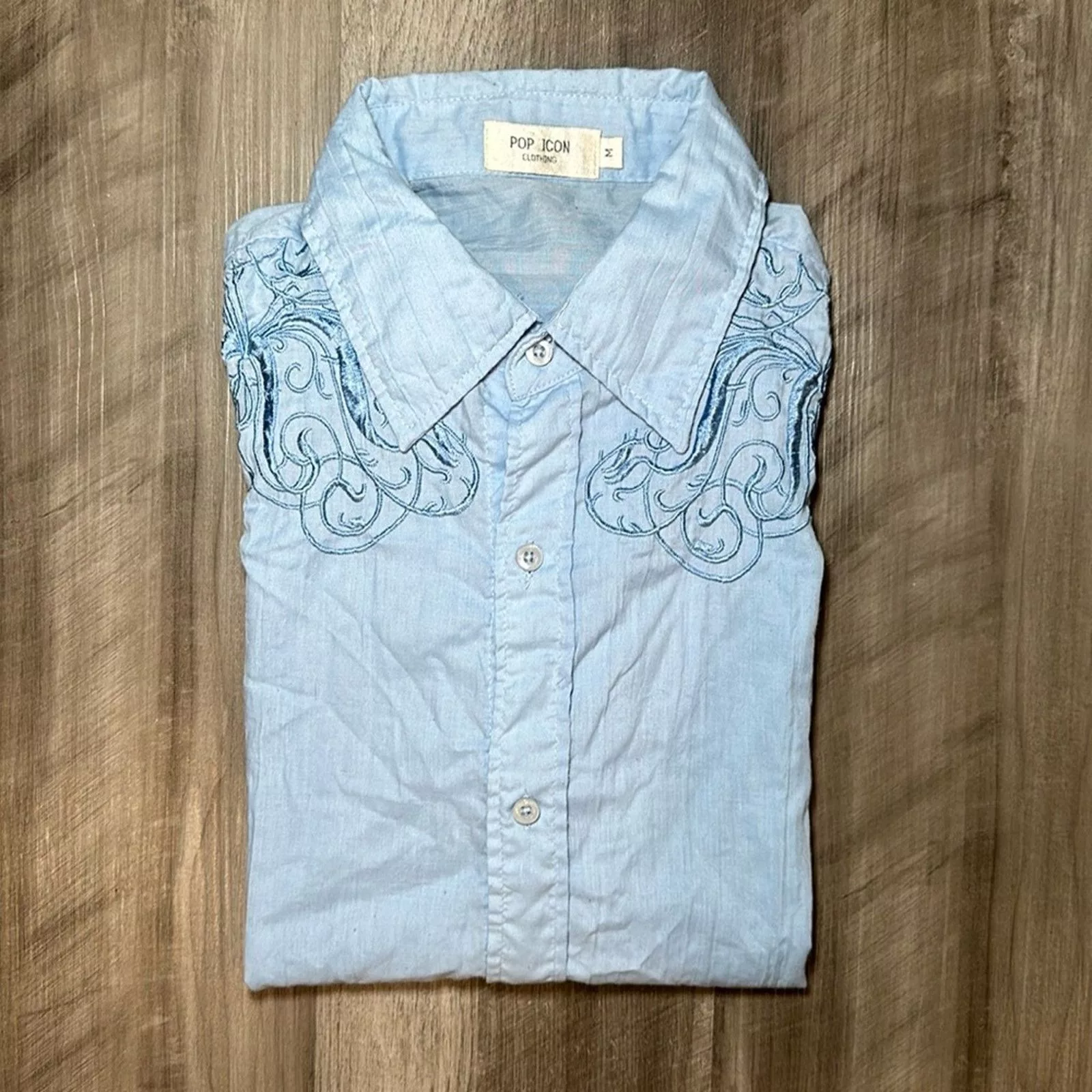 Other Shirts Button Ups Other Pop Icon Clothing Short Sleeve Button Down - Medium Blue
