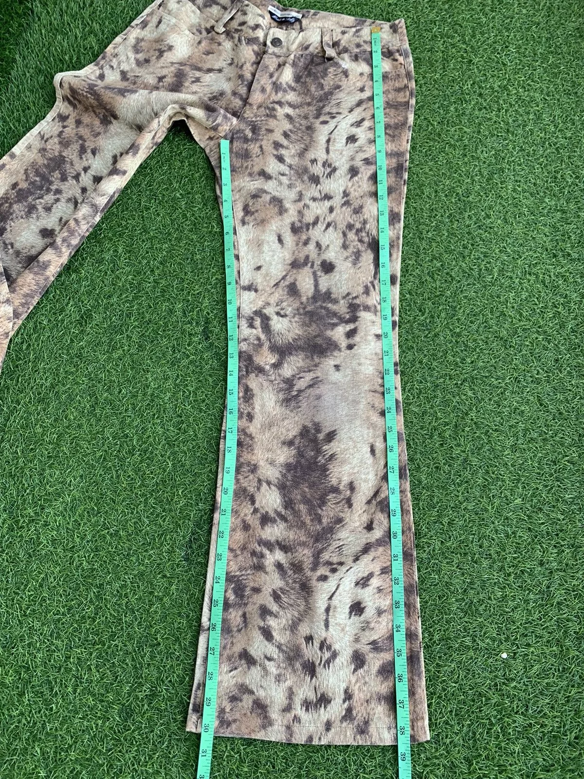 Designer Pants Designer Vintage Grace Continental Leopard Print Flare Brown