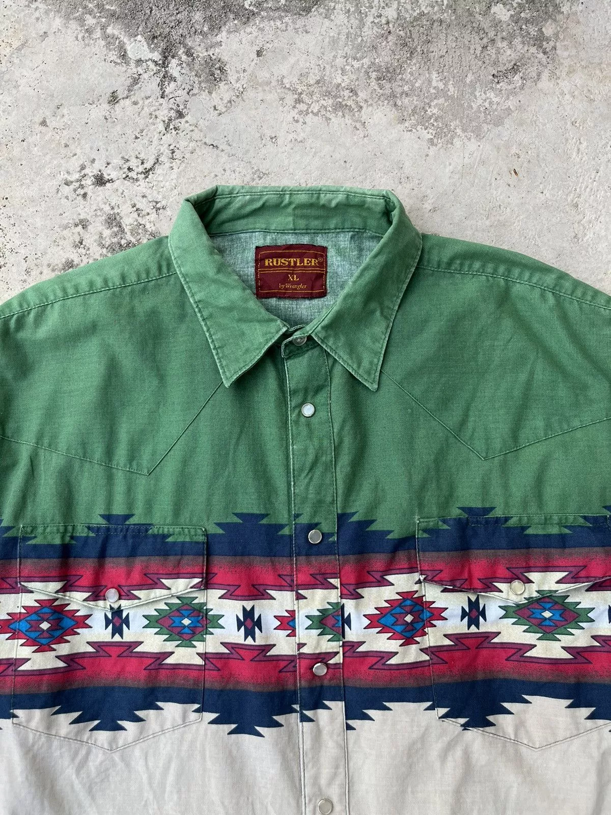 Rustler Shirts Button Ups Rustler × Vintage × Wrangler Vintage 1980s Rustler by Wrangler Shirts Green