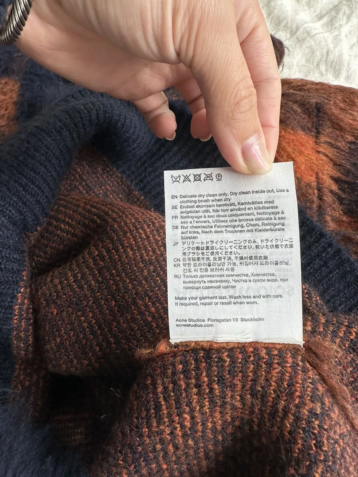 Acne Studios Sweaters Acne Studios Plaid Mohair Sweater Blue