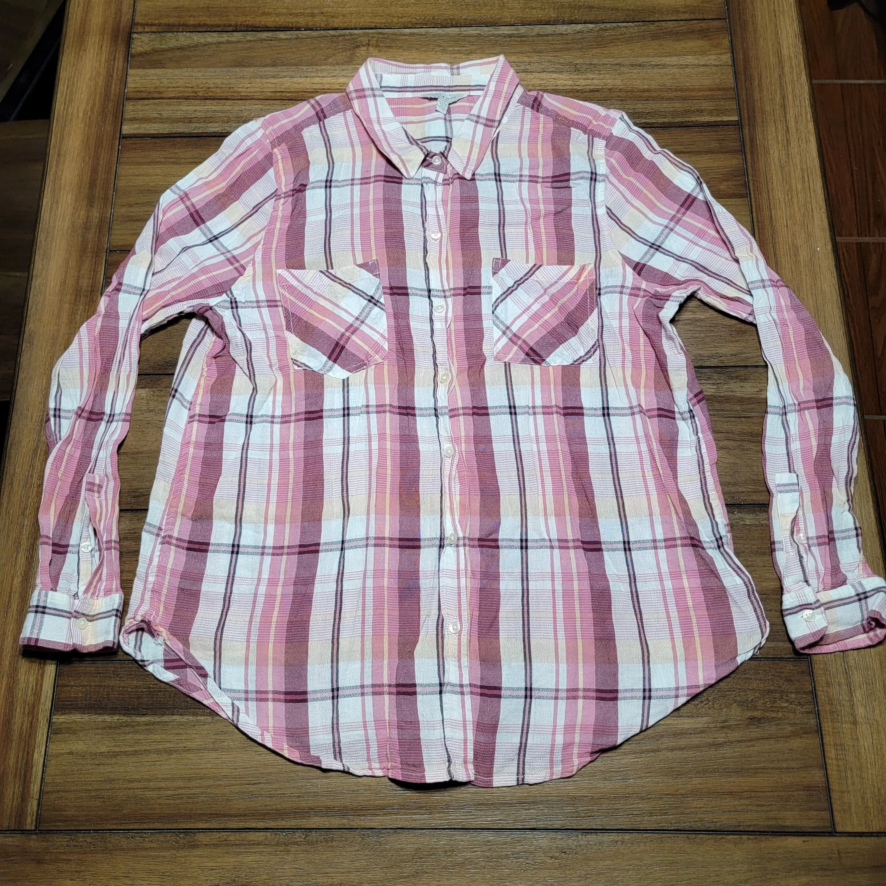 Lucky Brand Button Ups Lucky Brand Full Button LS Pink Plaid Shirt - Size XL Red
