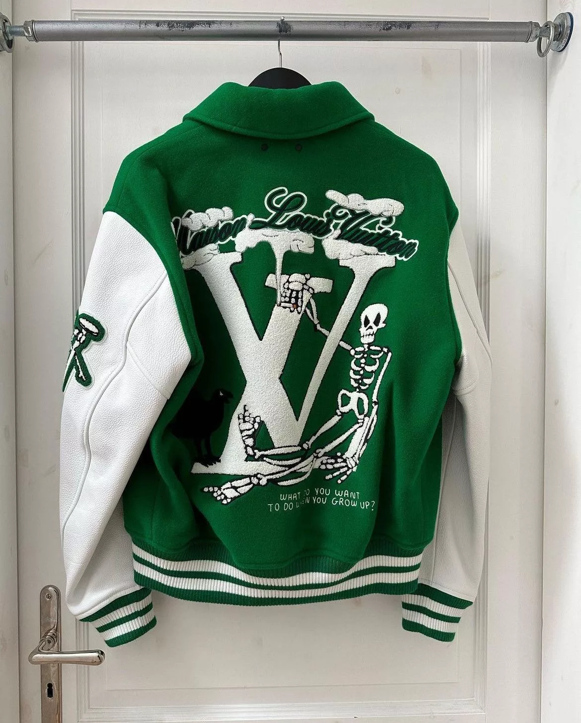 Louis Vuitton Light Jackets Louis Vuitton FW21 Green & White Varsity Jacket