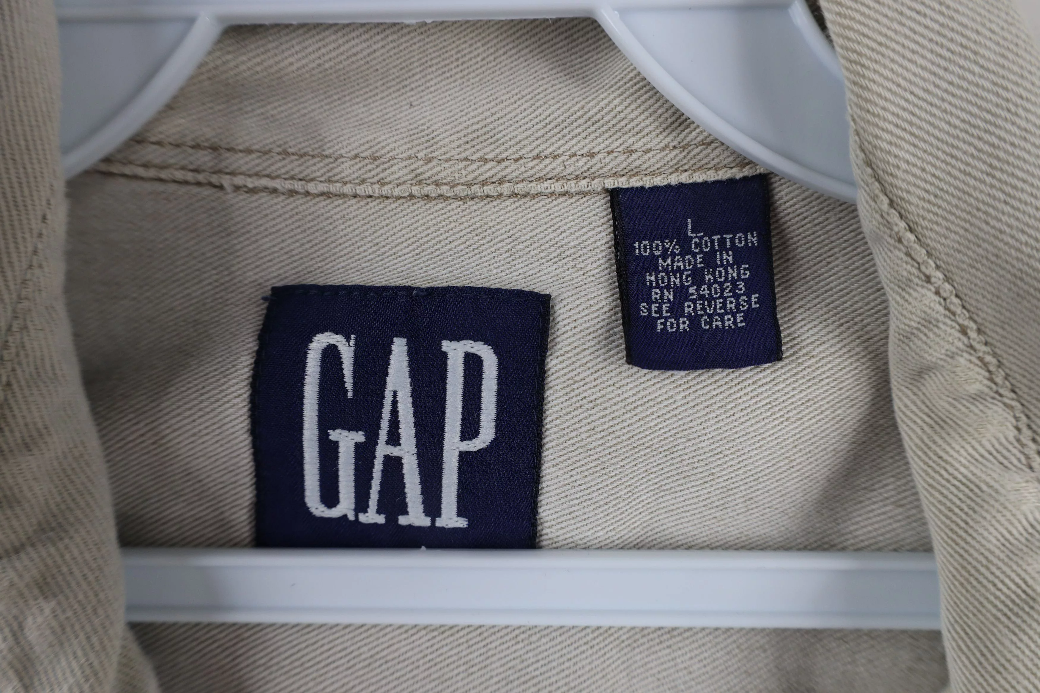 Gap Shirts Button Ups Gap × Vintage Vintage 90s Gap Cut Off Collared Denim Button Shirt Beige