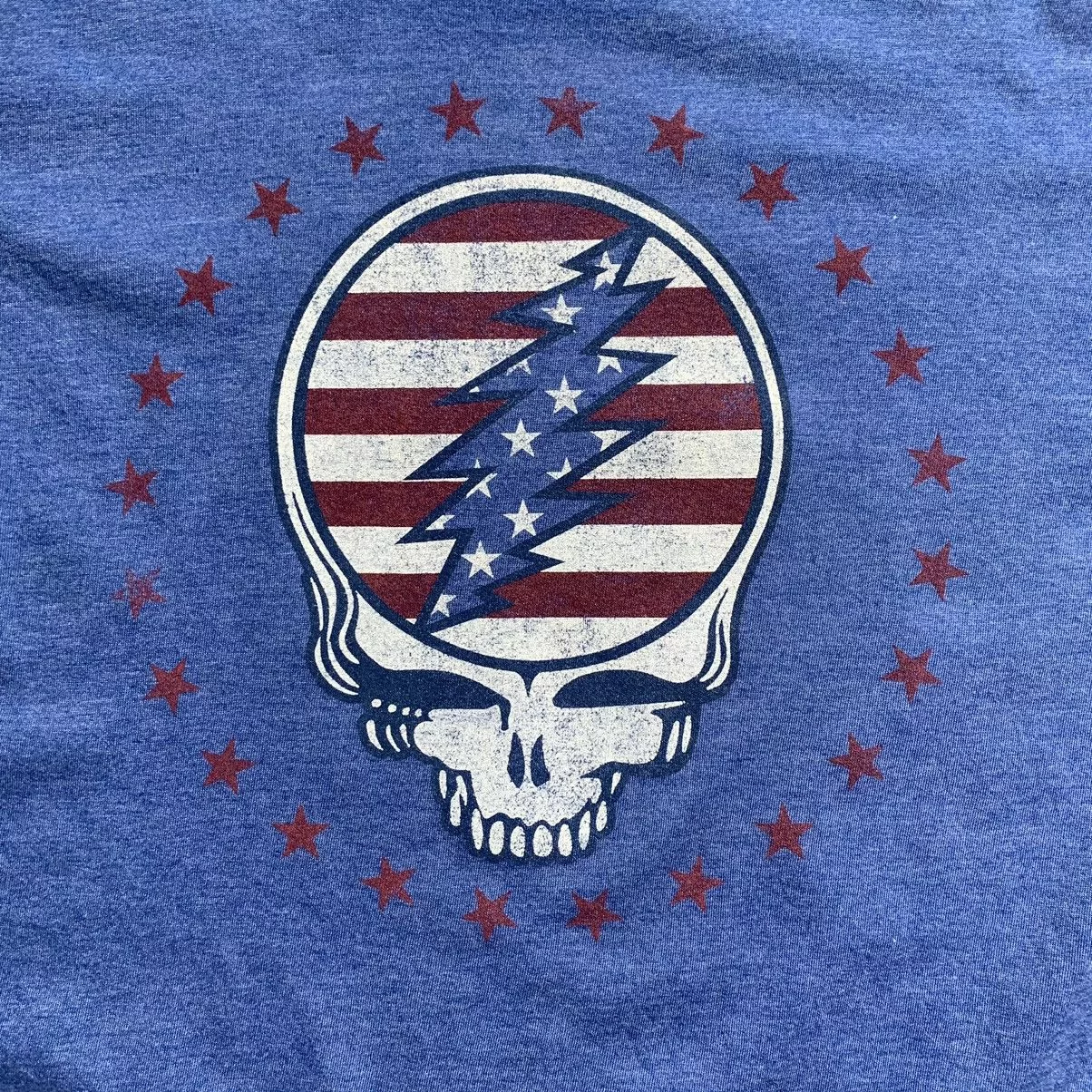 Grateful Dead Short Sleeve T Shirts Grateful Dead × Ripple Junction Grateful Dead Steal Your Face American Logo Tee Blue Streetwear