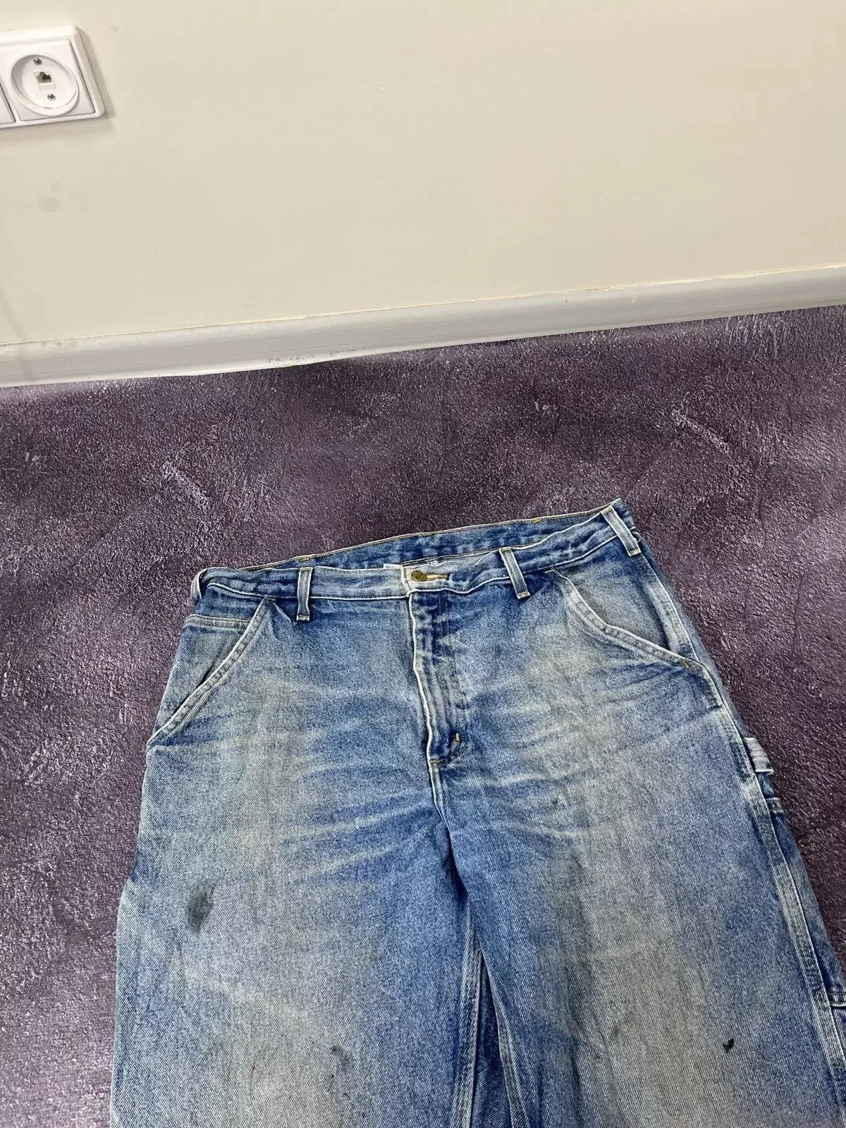 Carhartt Denim Vintage 90s Carhartt Faded Blue Work Denim Hype Jeans Streetwear