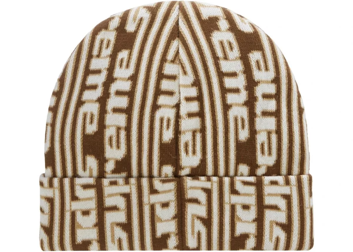 Supreme Hats Supreme Vertical Logo Beanie Brown