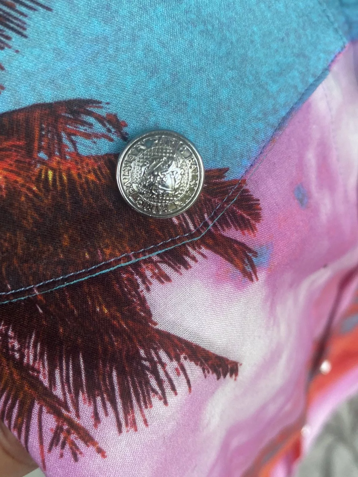 Balmain Shirts Button Ups Balmain PALM TREE PRINT SHIRT Pink
