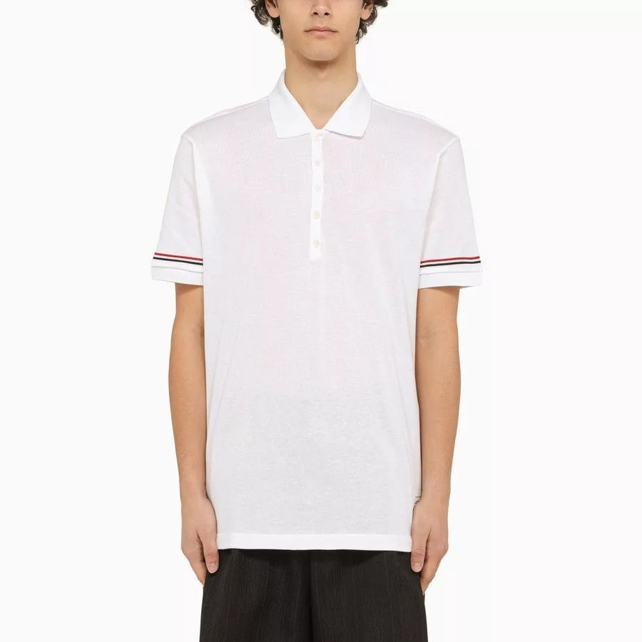 Thom Browne Polos Thom Browne o1d2blof0724 Short-Sleeved Polo Shirts in White