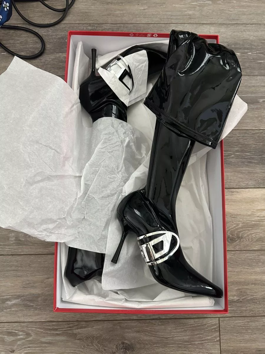 Diesel Boots Diesel Thigh High Black Hardware Boots seen on Beabadoobee