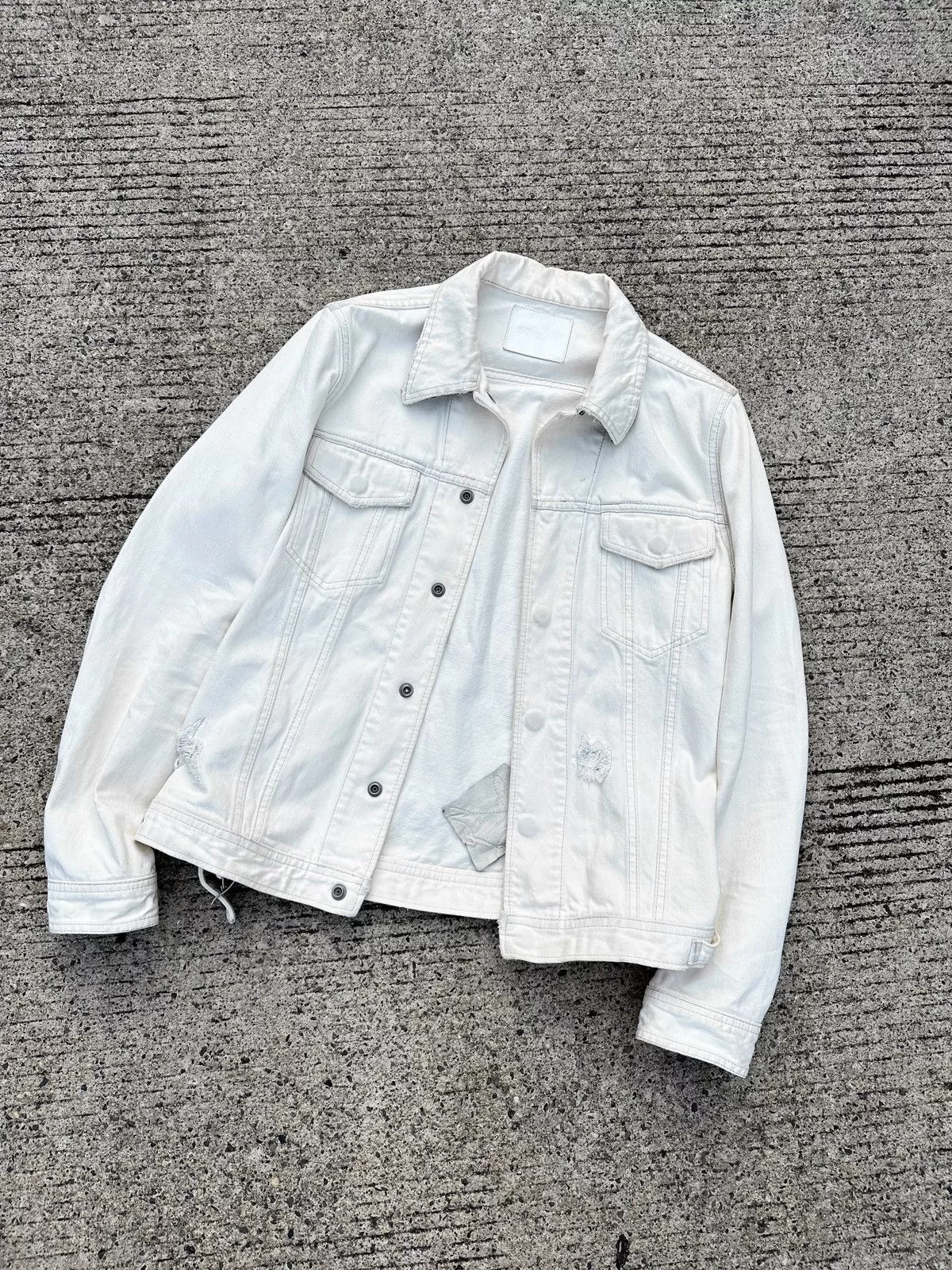 Isamu Katayama Backlash Denim Jackets Isamu Katayama Backlash Backlash Leopard Damage Trucker Jacket White