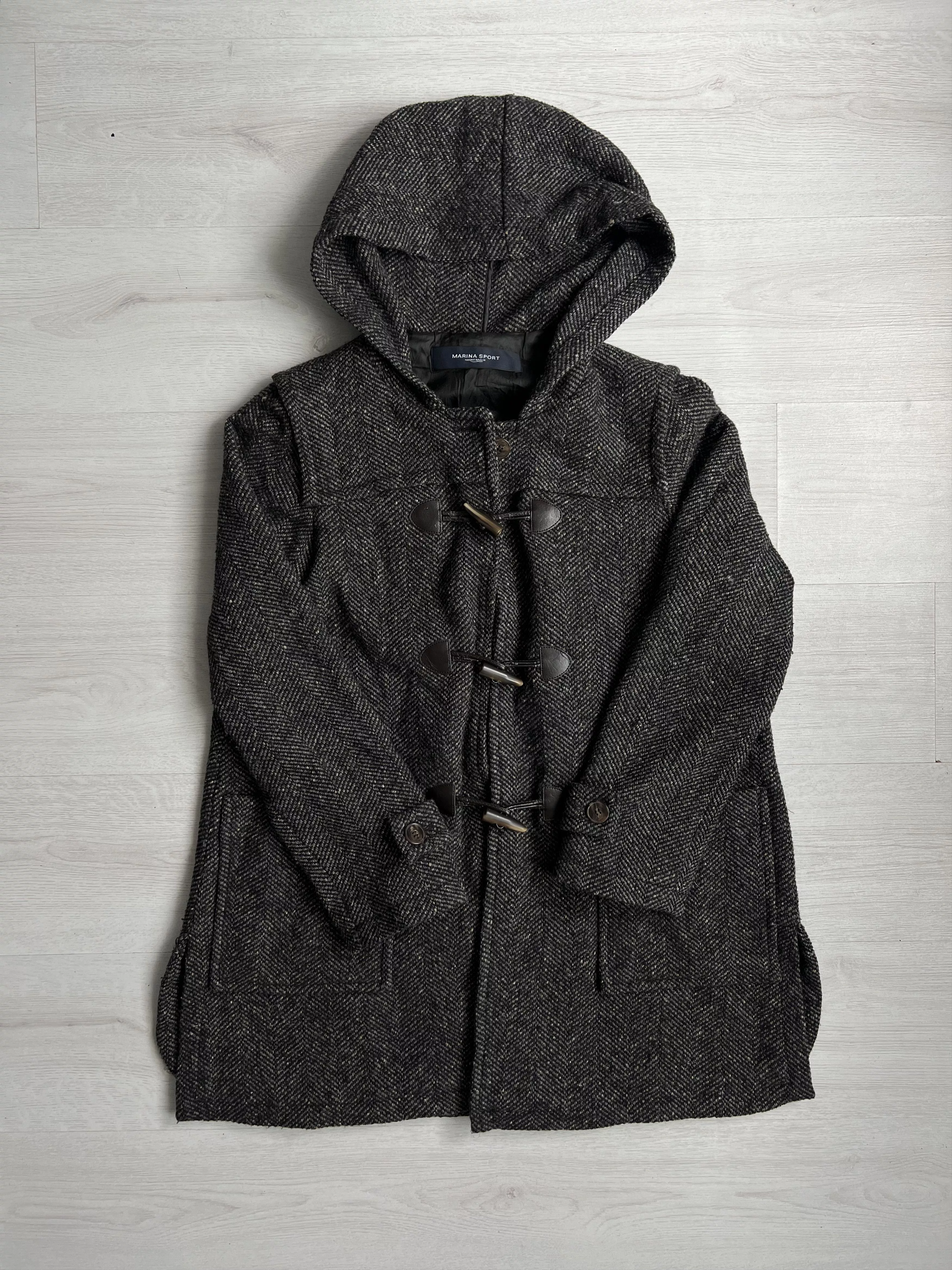 Vintage Jackets Vintage MARINA RINALDI SPORT Grey Toggle Wool Hooded Jacket Coat Gray Streetwear