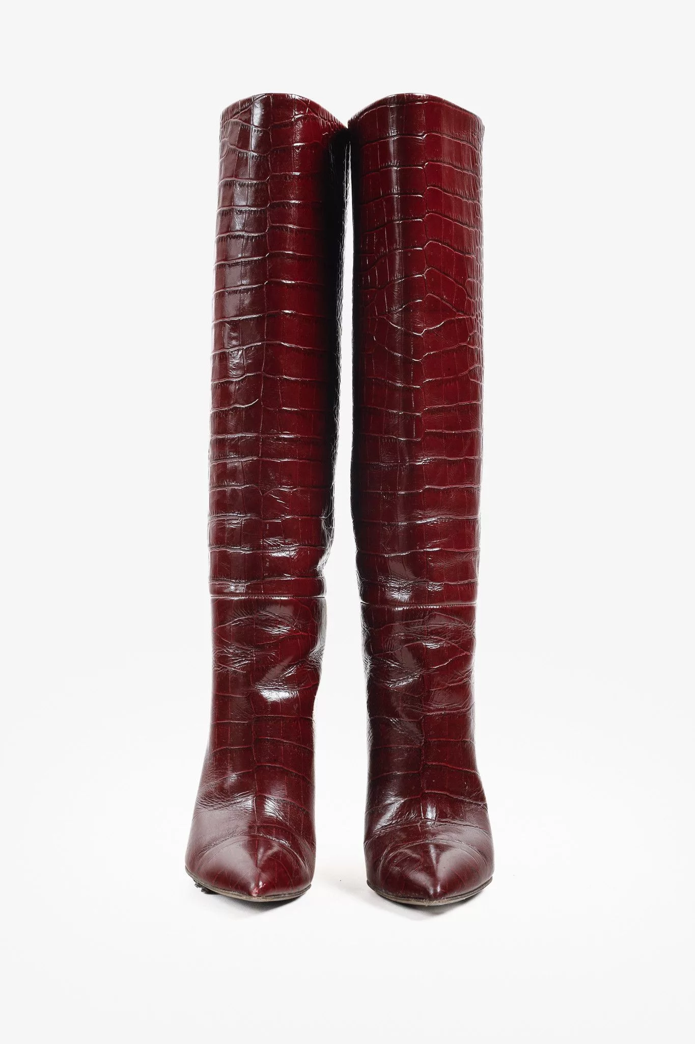 Paris Texas Boots Paris Texas Burgundy Crocodile Embossed Boots Brown