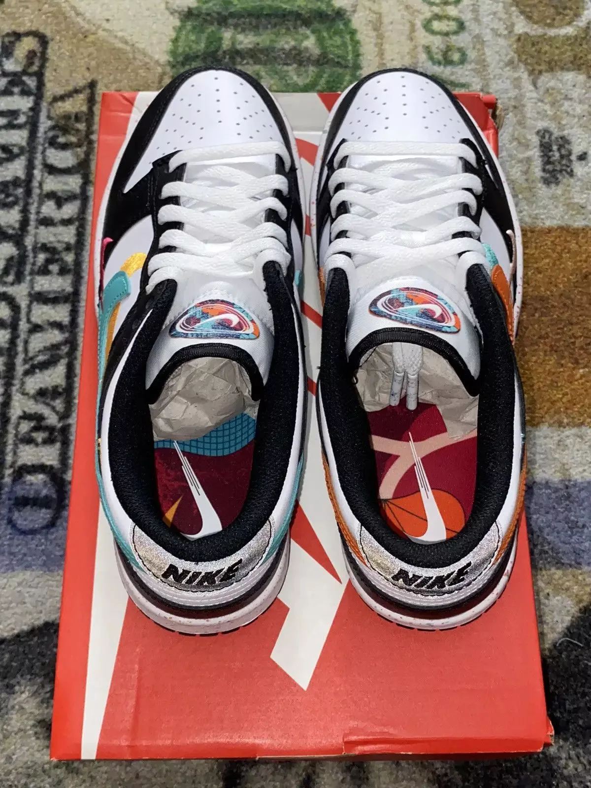 Nike Low Top Sneakers Nike Dunk Low Multiple Swooshes White Washed Teal Black